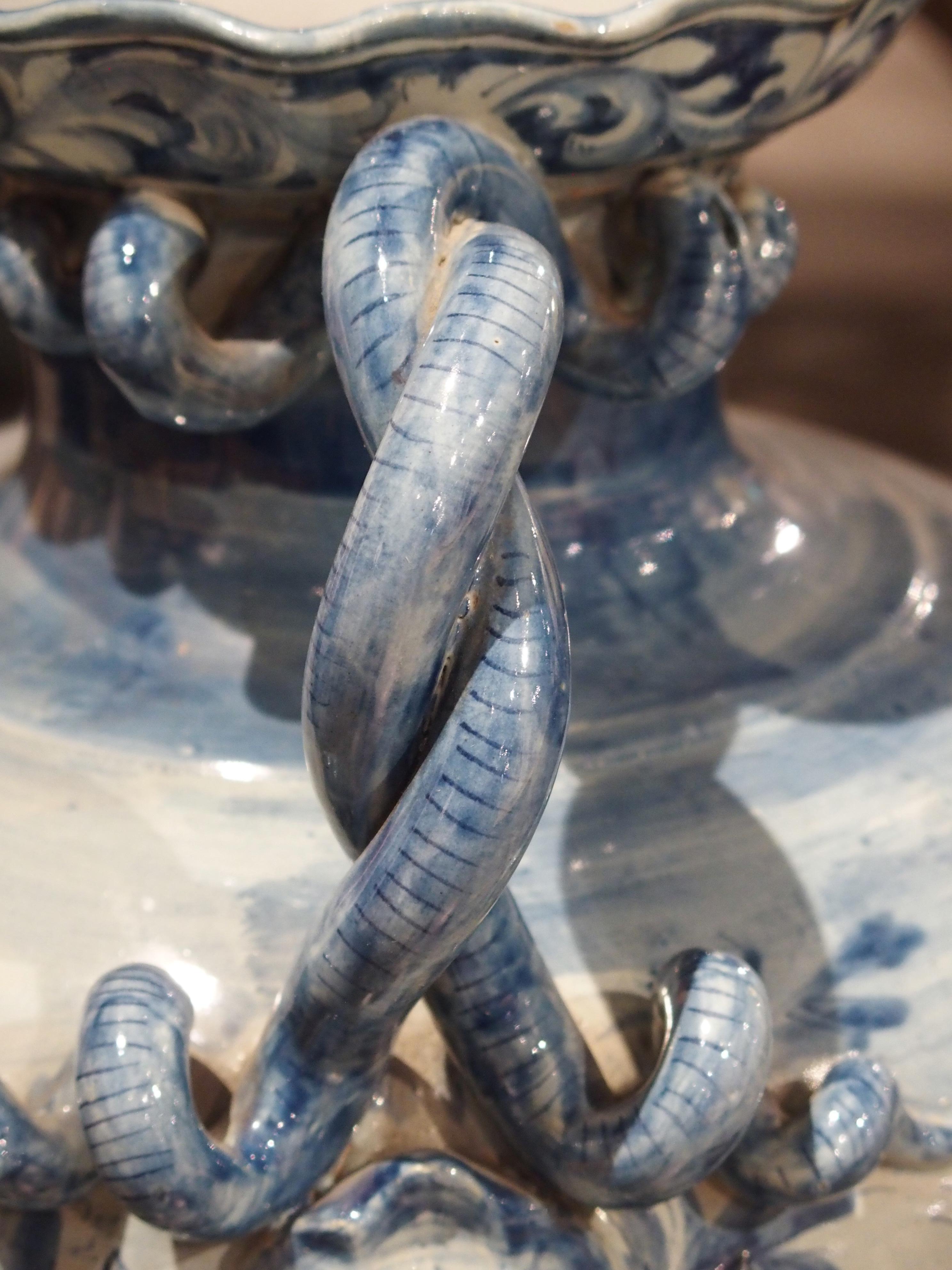 Blaue und weiße Albisola Savona Vase:: Mitte des 20 5