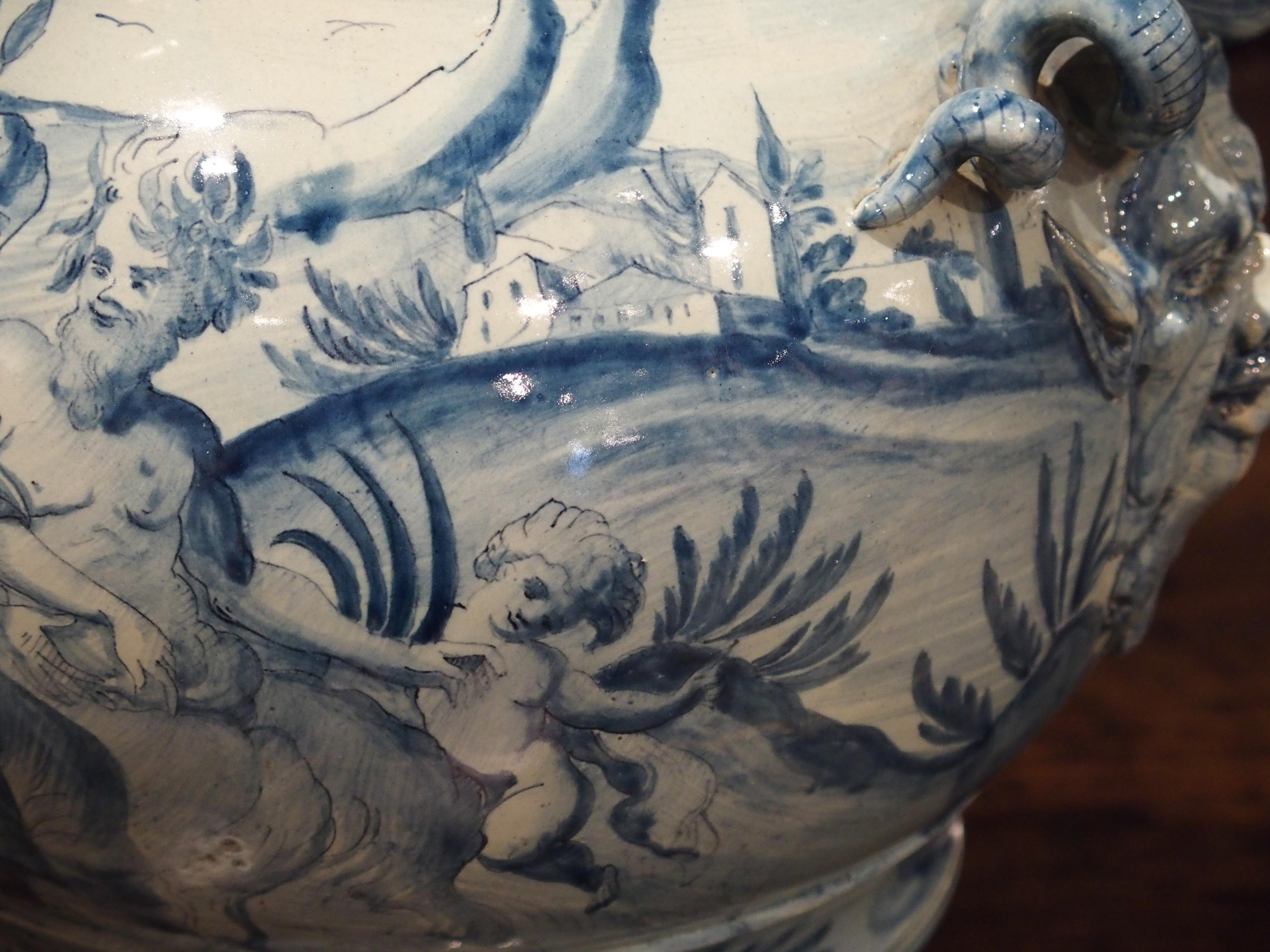 Blaue und weiße Albisola Savona Vase:: Mitte des 20 6