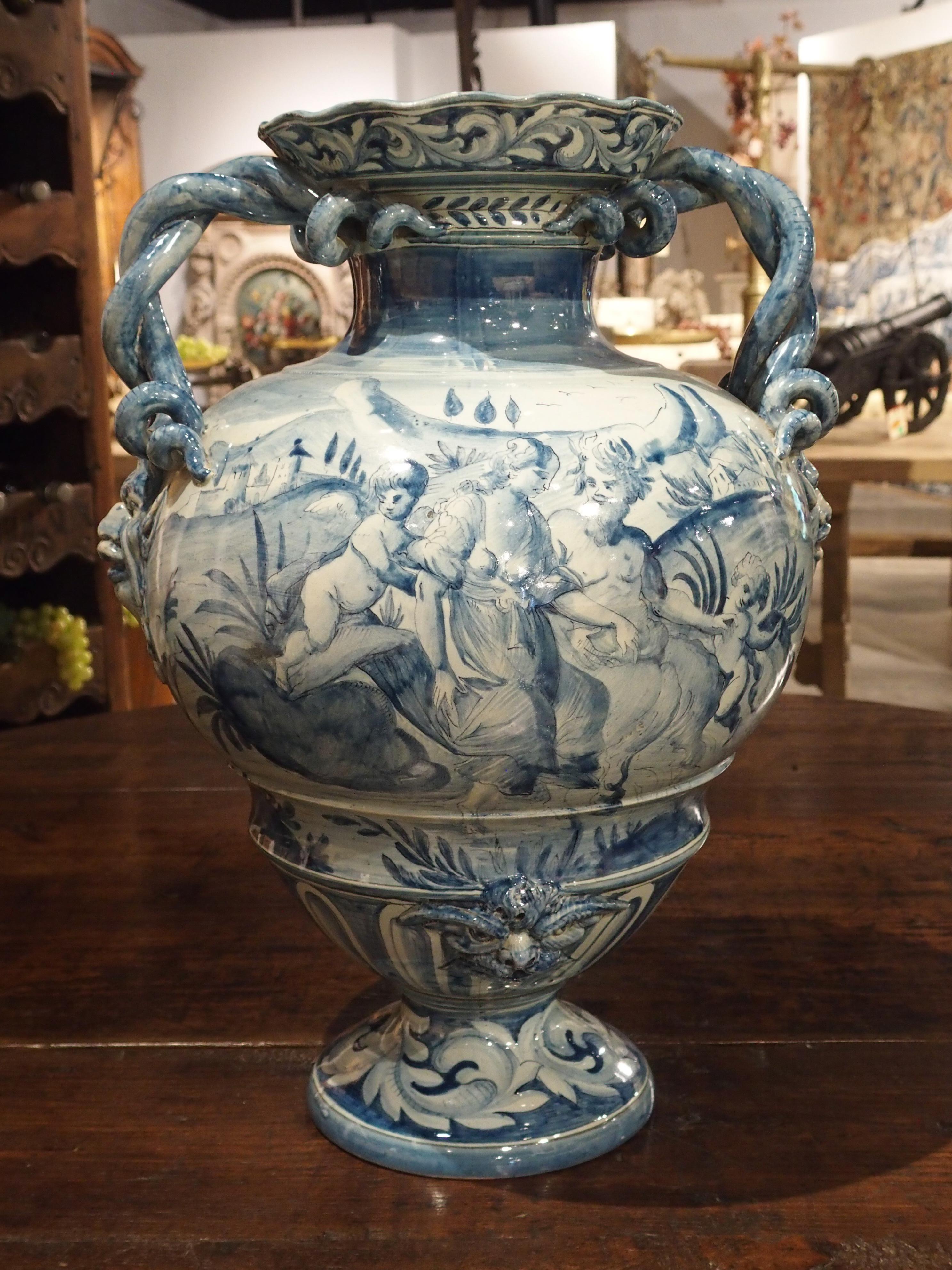 Blaue und weiße Albisola Savona Vase:: Mitte des 20 9