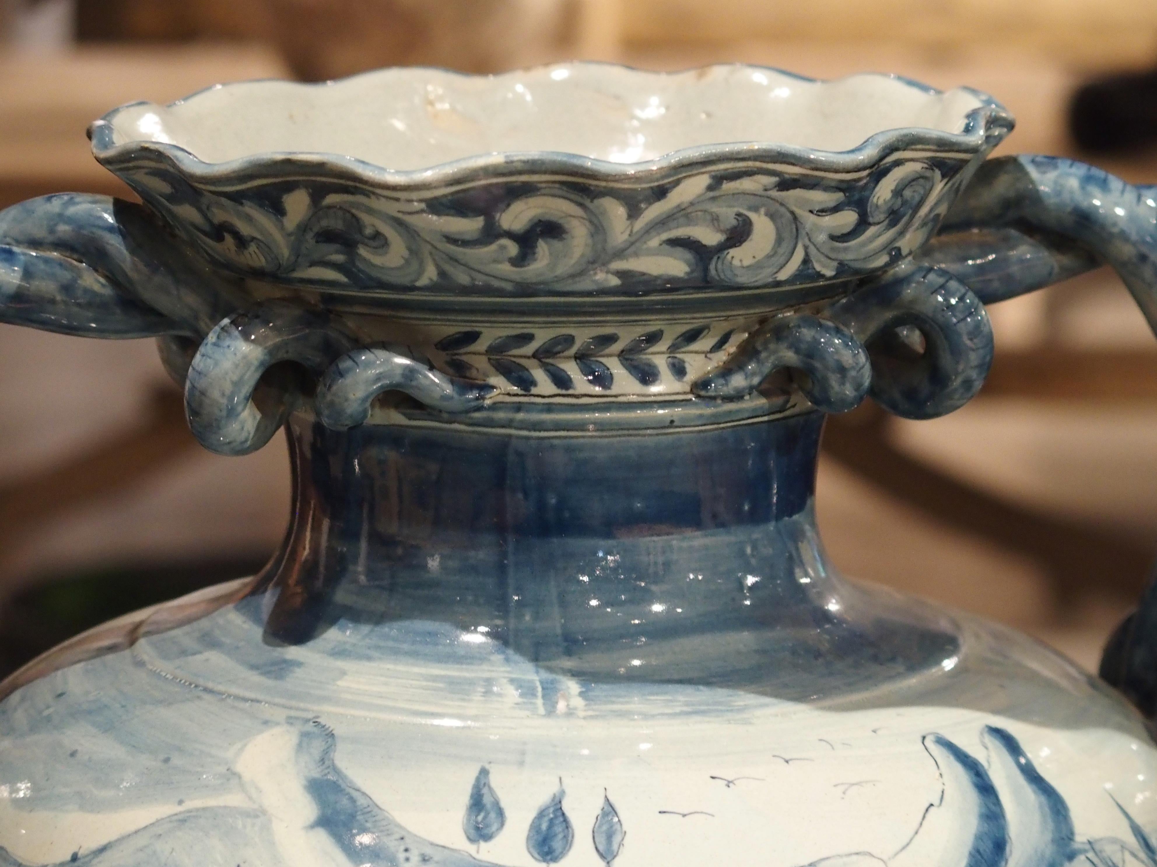 Blaue und weiße Albisola Savona Vase:: Mitte des 20 (Italienisch)