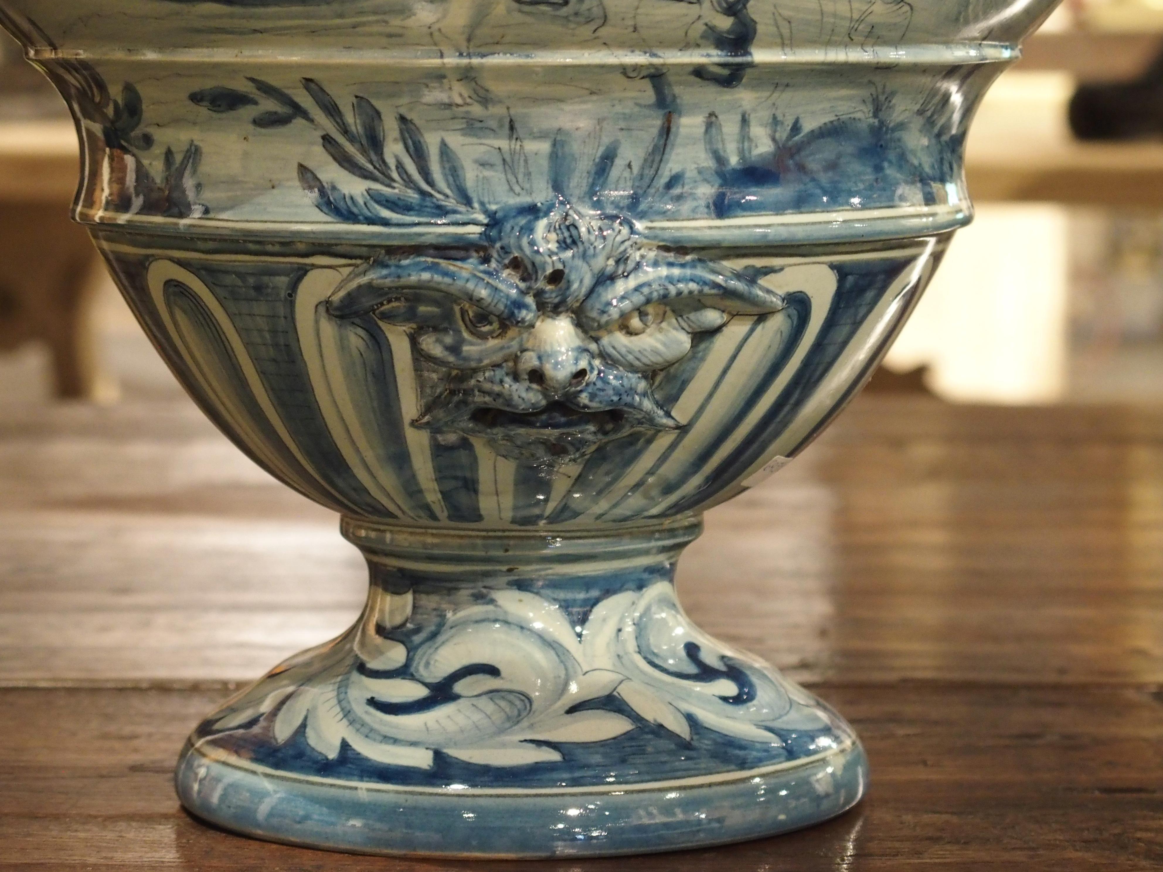 Blaue und weiße Albisola Savona Vase:: Mitte des 20 (Handbemalt)