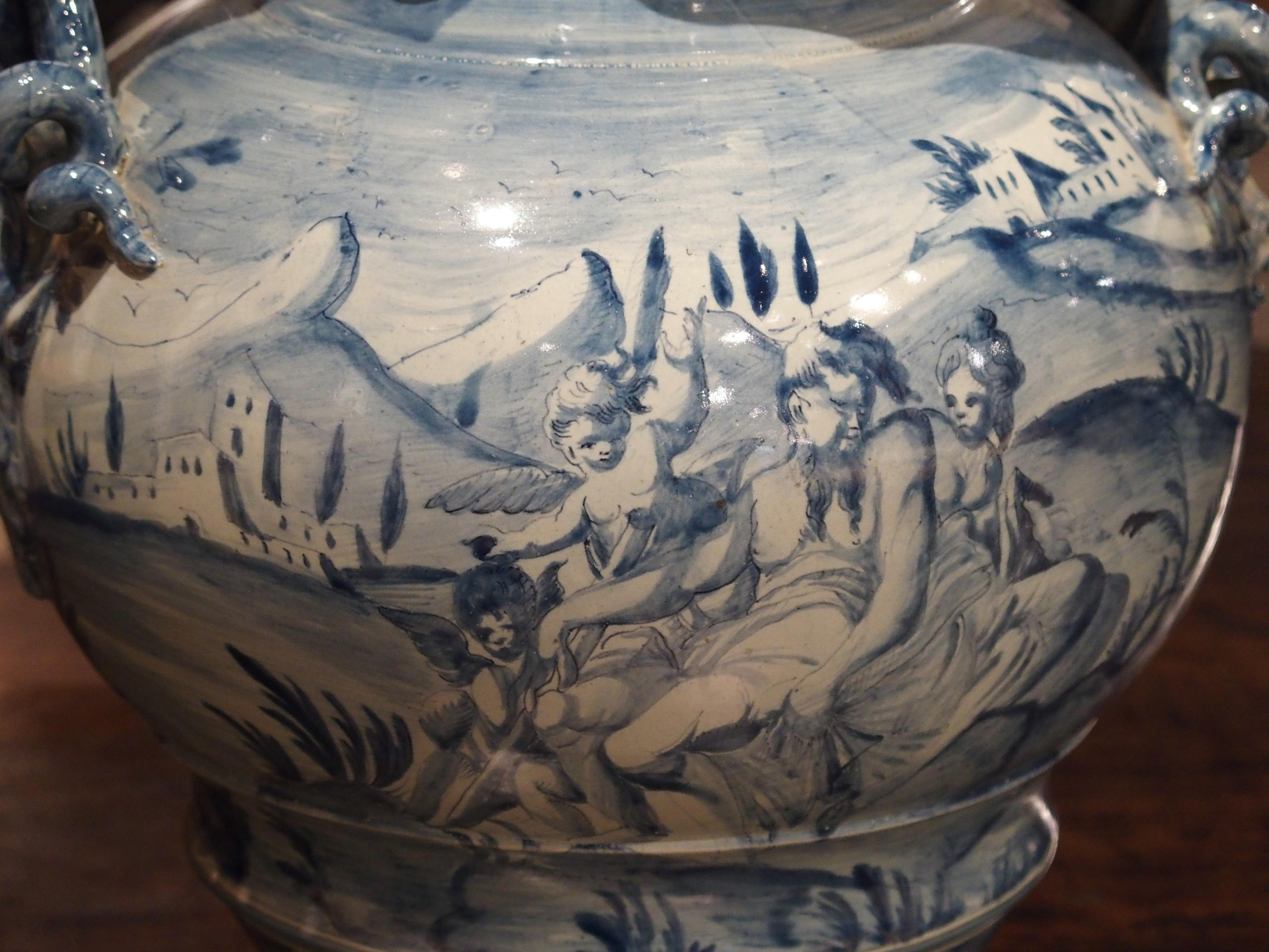 Blaue und weiße Albisola Savona Vase:: Mitte des 20 2