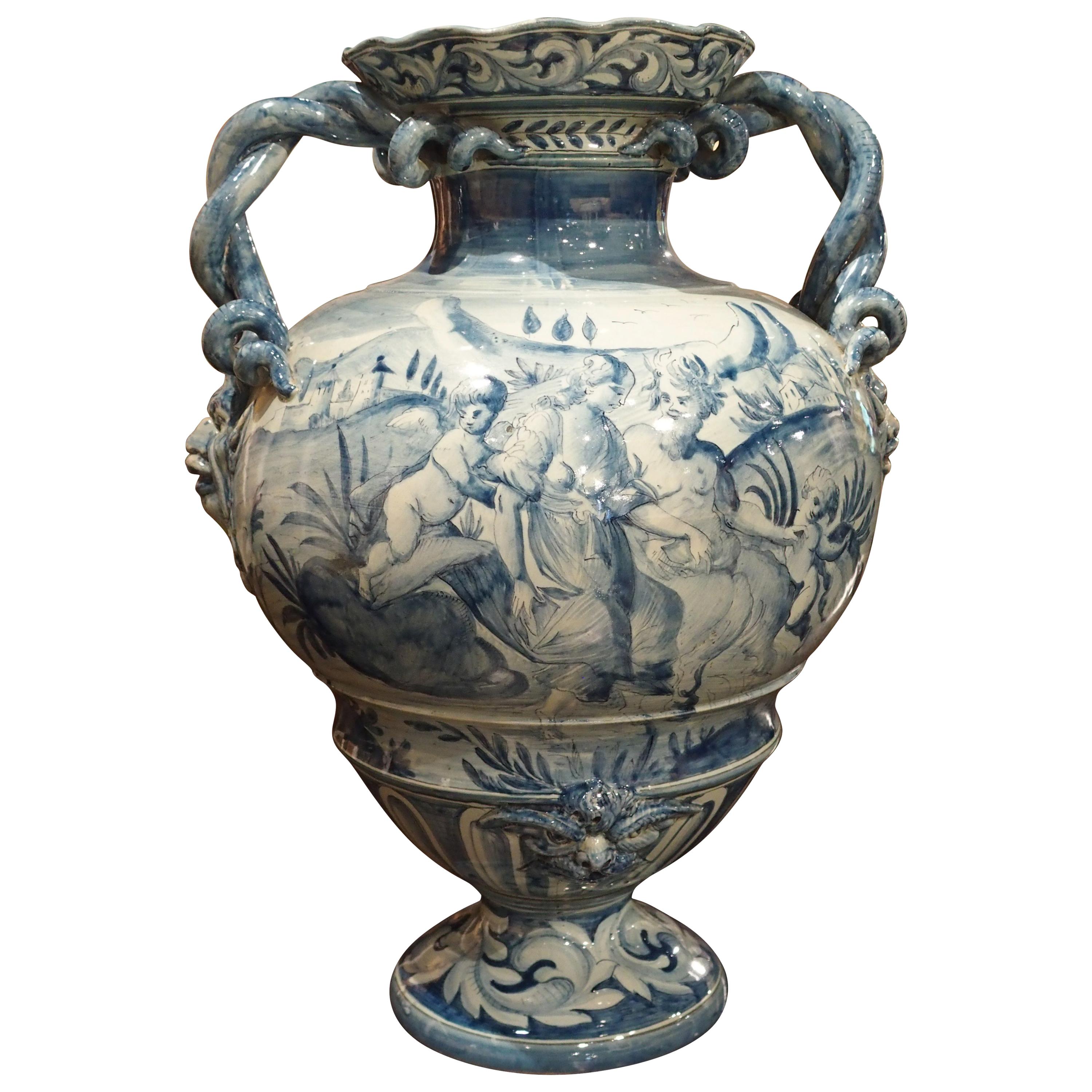 Blaue und weiße Albisola Savona Vase:: Mitte des 20