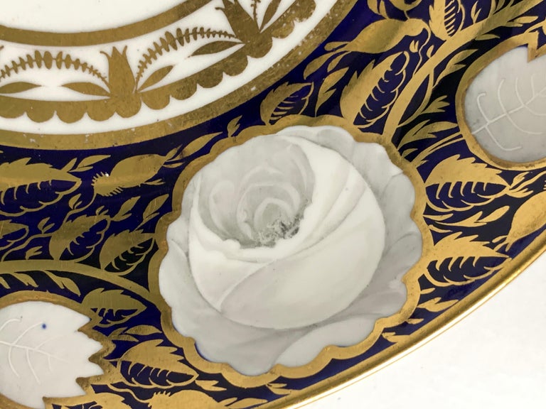 Regency Blue and White and Gold Dish Made in England by Spode, Circa 1820 For Sale