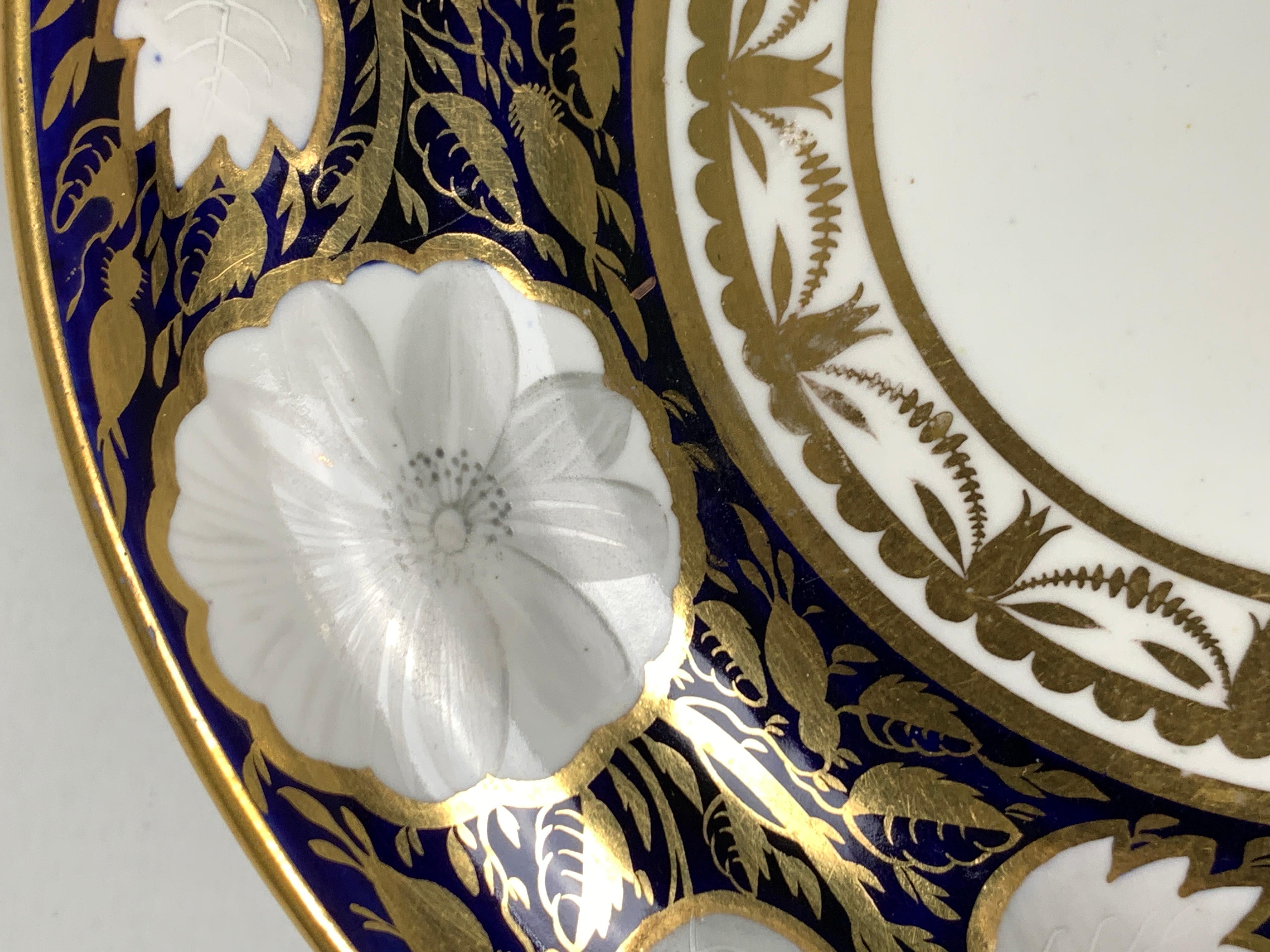 English Blue and White and Gold Dish Made in England by Spode, Circa 1820