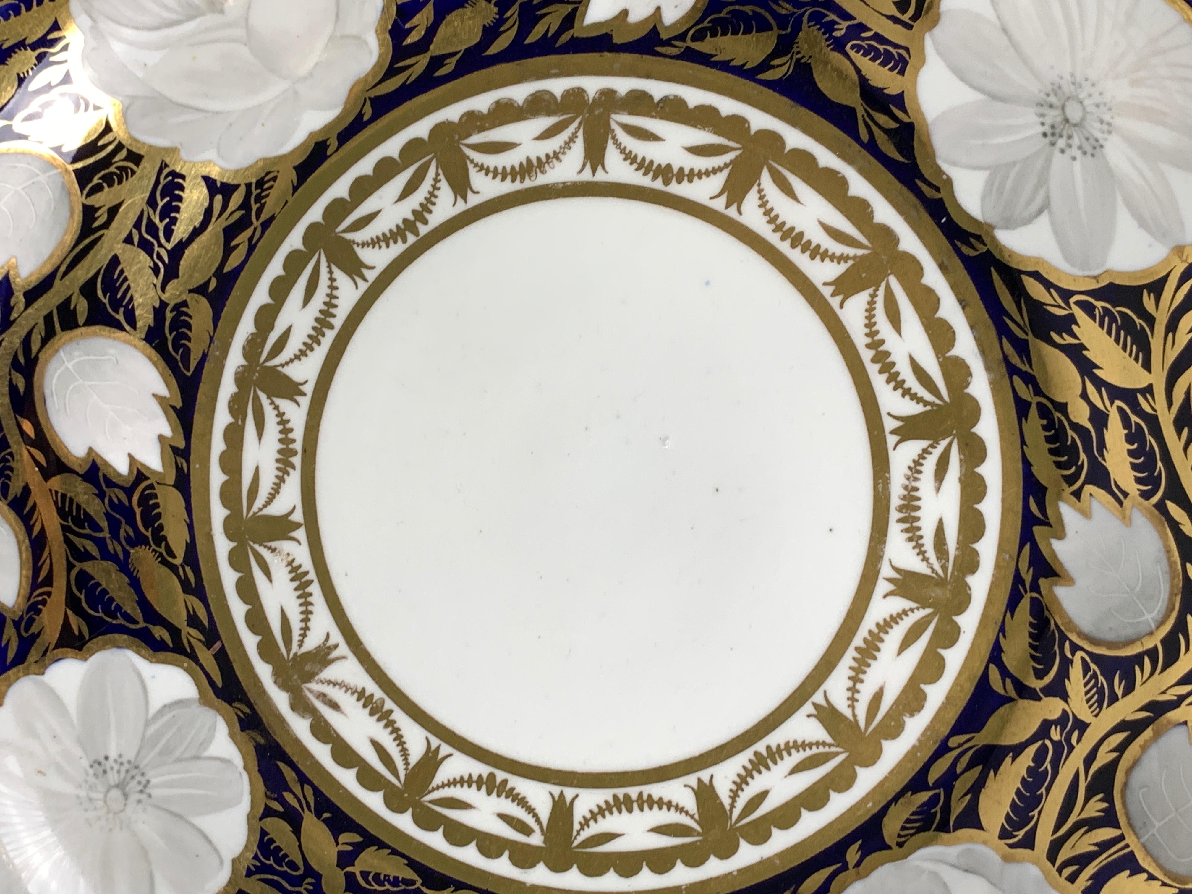 19th Century Blue and White and Gold Dish Made in England by Spode, Circa 1820