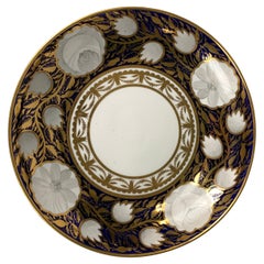 Blaue und weiße Schale aus Weiß- und Gold, hergestellt in England von Spode, um 1820