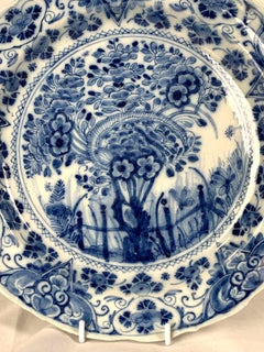 Blue and White Antique Delft Plate Hand Painted Netherlands Circa 1760