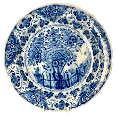 Blue and White Antique Delft Plate Hand Painted Netherlands Circa 1760