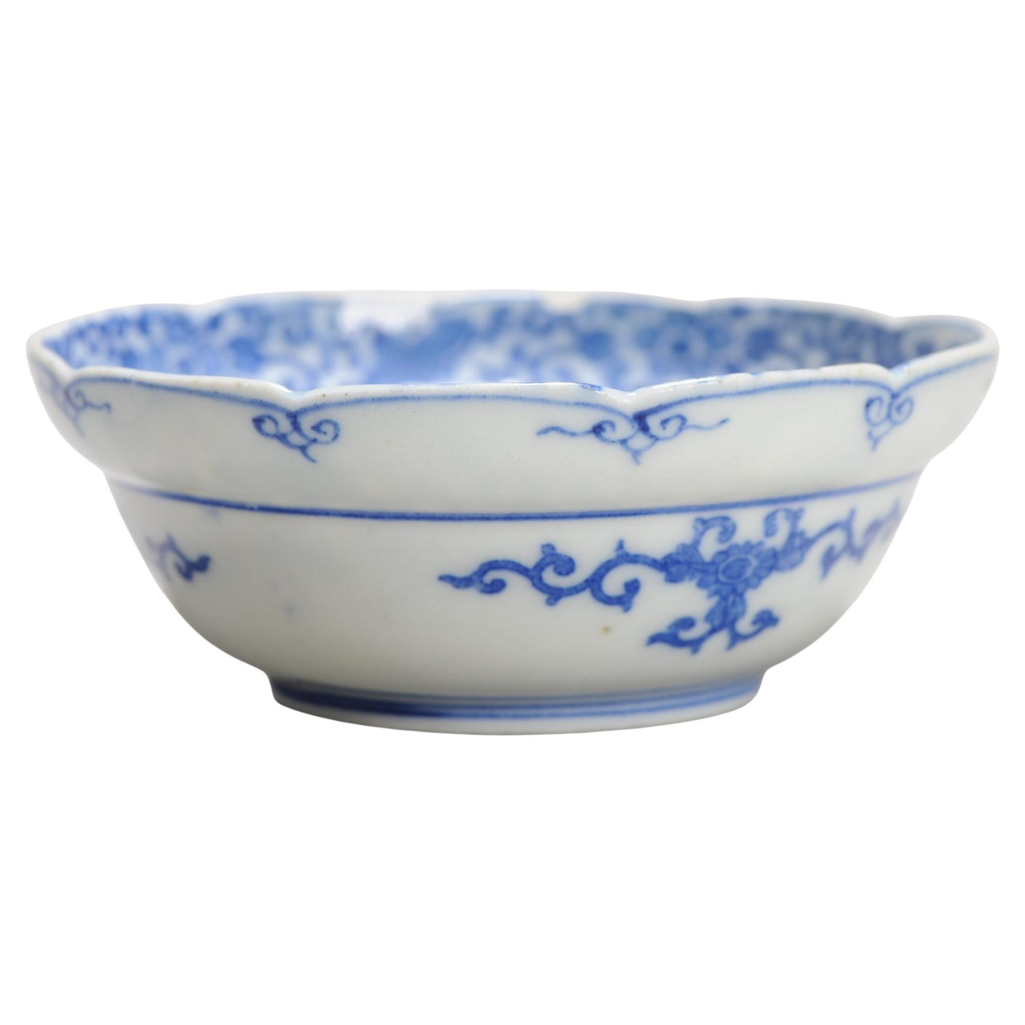 Blue and White Arita Japanese Porcelain Printed Period Bowl, 18th Century