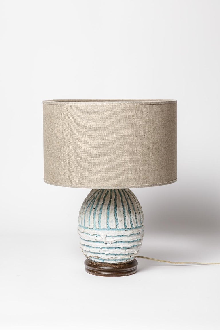 Blue and White Art Deco Ceramic Table Lamp circa 1930 Style of Jean ...