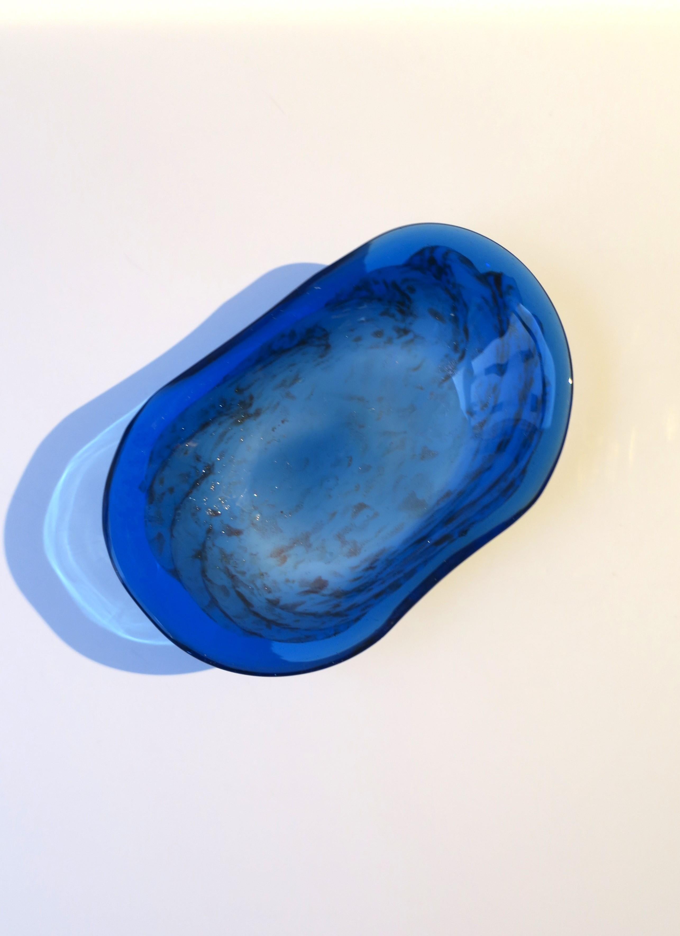 Modern Blue and White Art Glass Bowl  For Sale