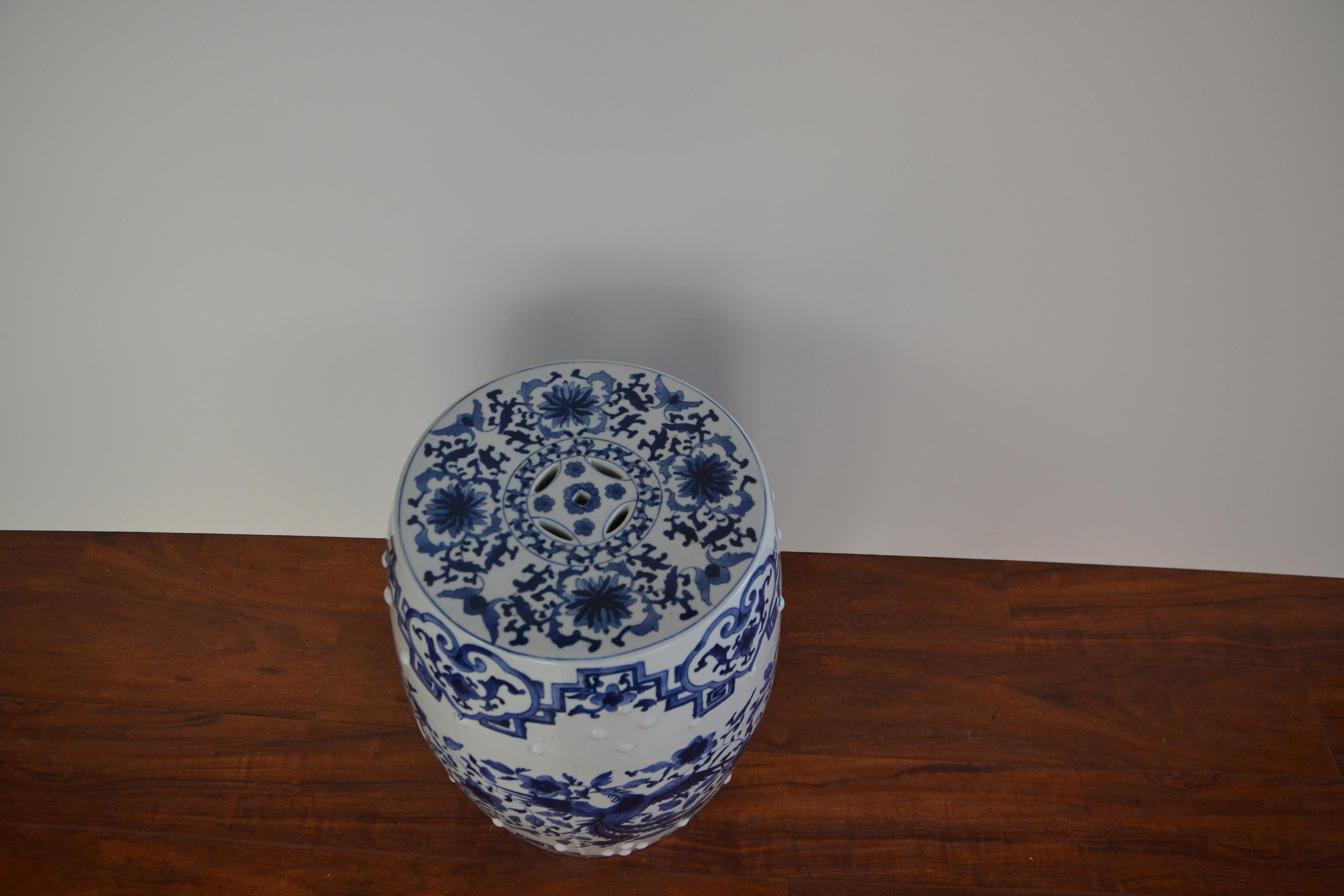 Chinese Blue and White Asian Garden Stool