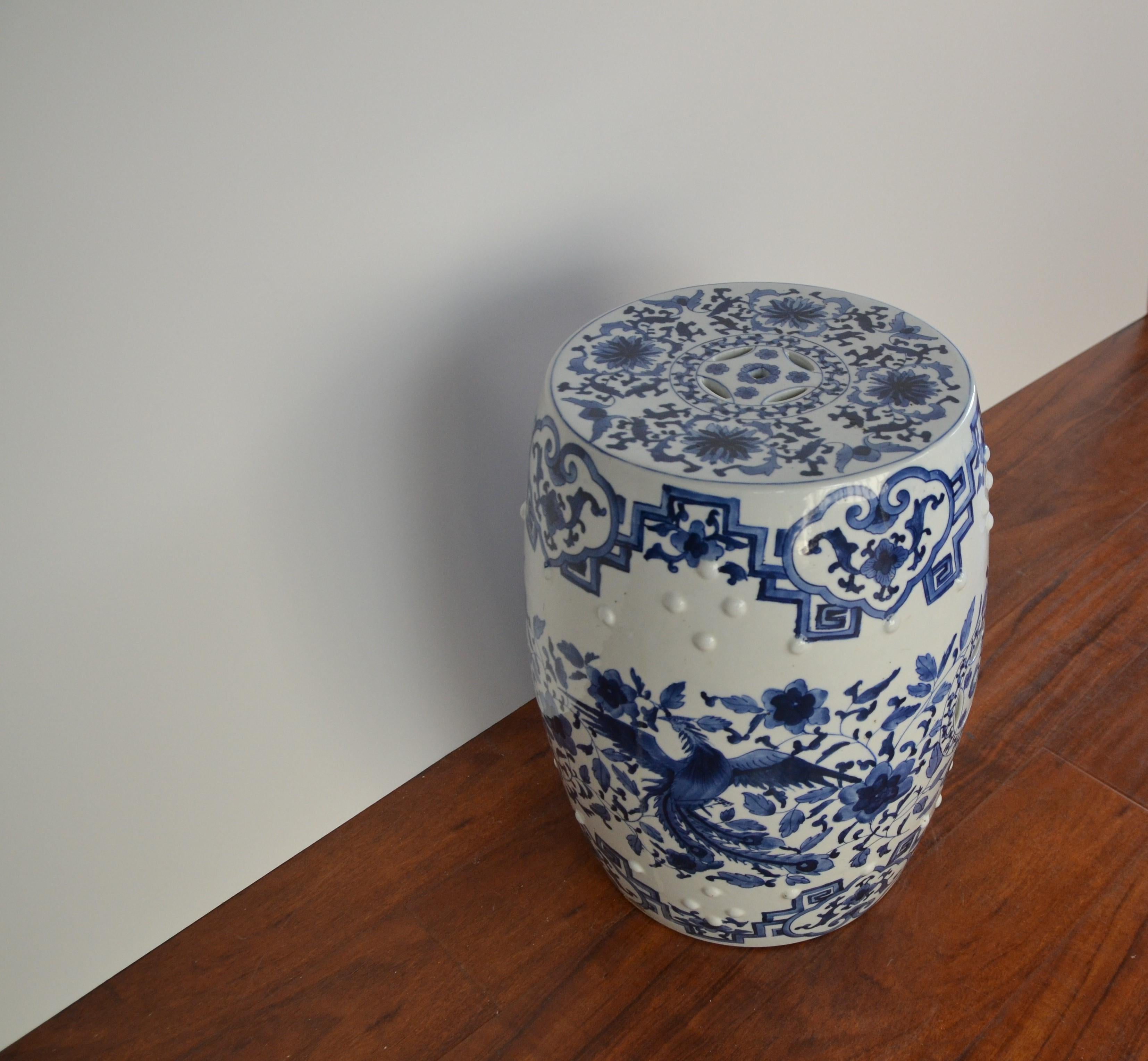 20th Century Blue and White Asian Garden Stool