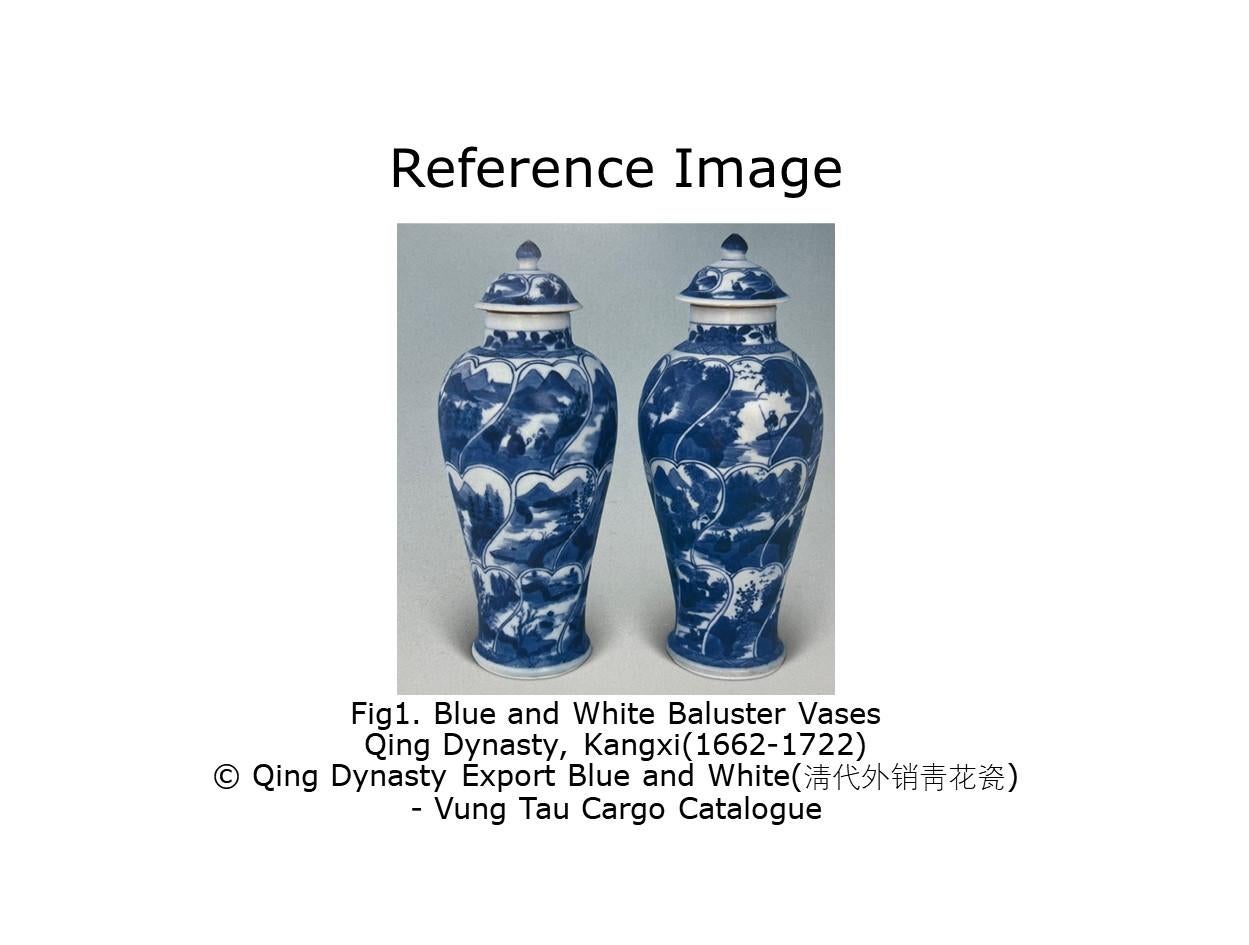 Blaue und weiße Balustervase, Qing Dynasty, Kangxi Ära, CIRCA 1690 im Angebot 7