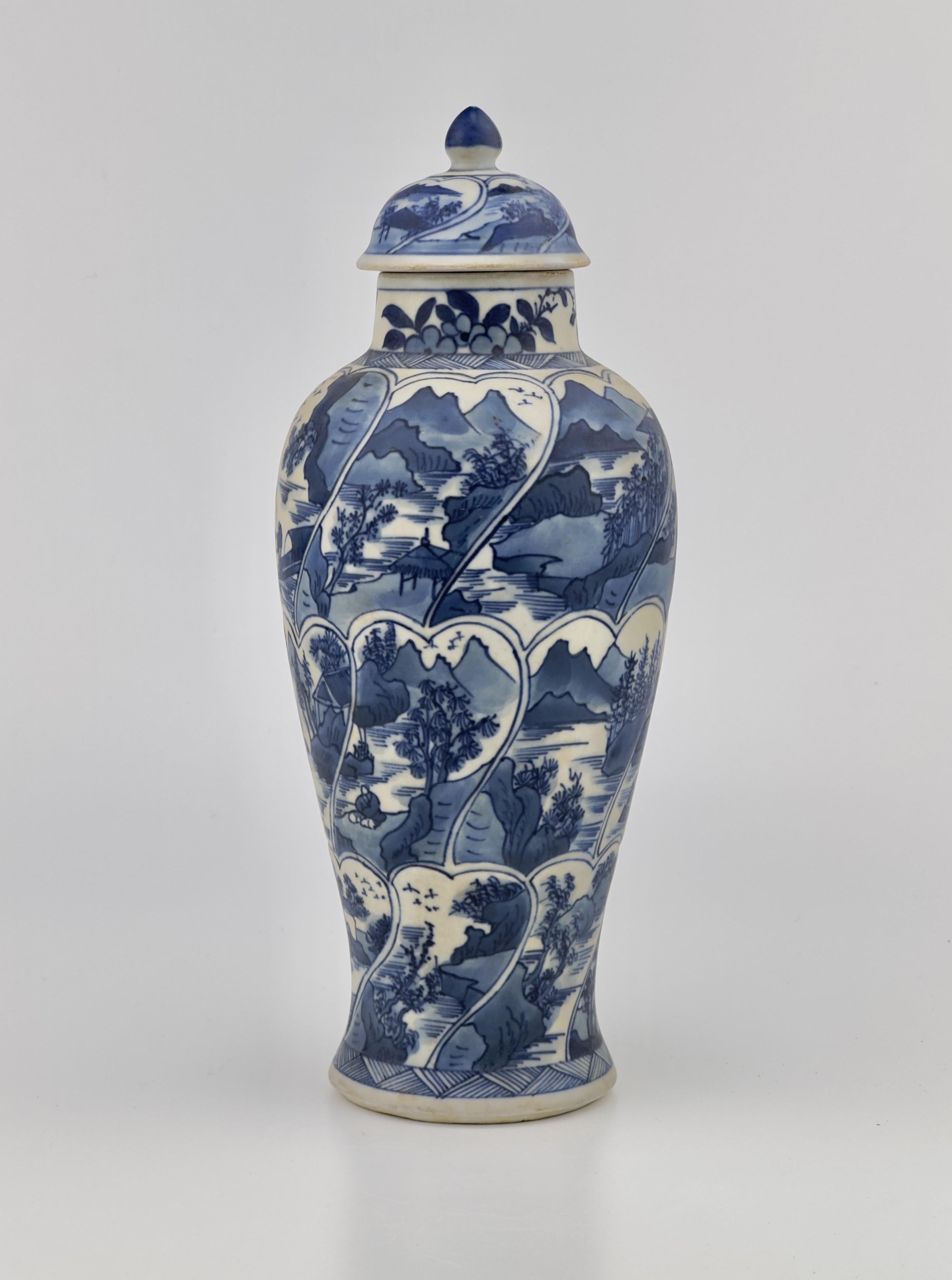 Spirally moulded and painted with bands of overlapping petal panels of figured riverscapes

Period : Qing Dynasty, Kangxi Period
Production Date : 1690-1699
Made in : Jingdezhen
Destination : Netherland
Found/Acquired : Southeast Asia , South China