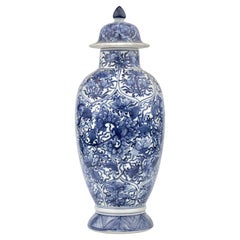 Antique Blue and White Baluster Vase, Qing Dynasty, Kangxi Era, Circa 1690