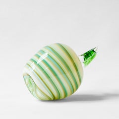 Blue and White Blown Glass Decorative Apple