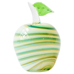 Blue and White Blown Glass Decorative Apple