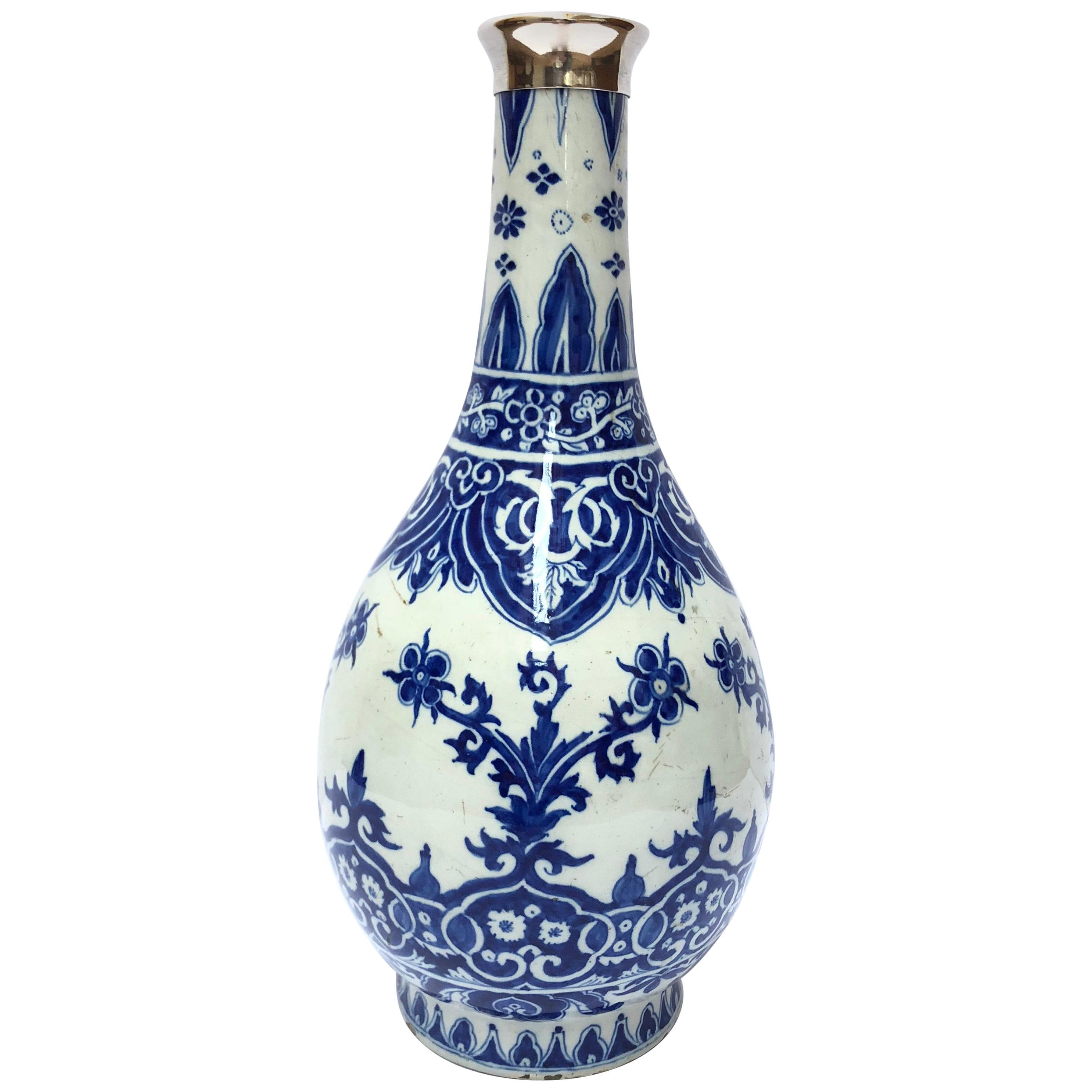 Blue and White Bottle Vase, Delftware by Adrianus Kocx For Sale