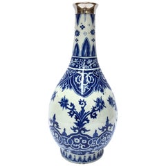 Antique Blue and White Bottle Vase, Delftware by Adrianus Kocx