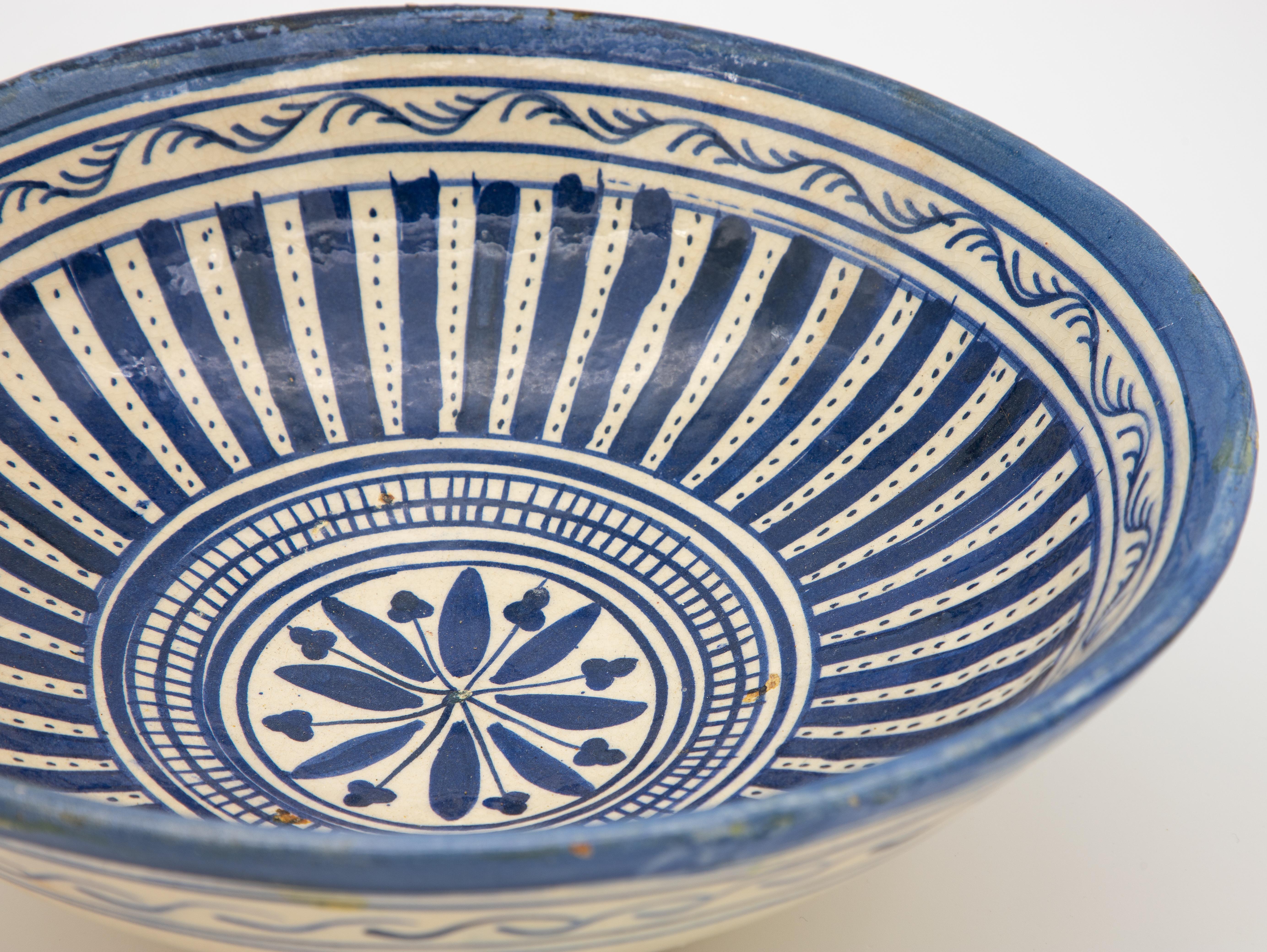 19th Century Blue and White Bowl Branch Detail