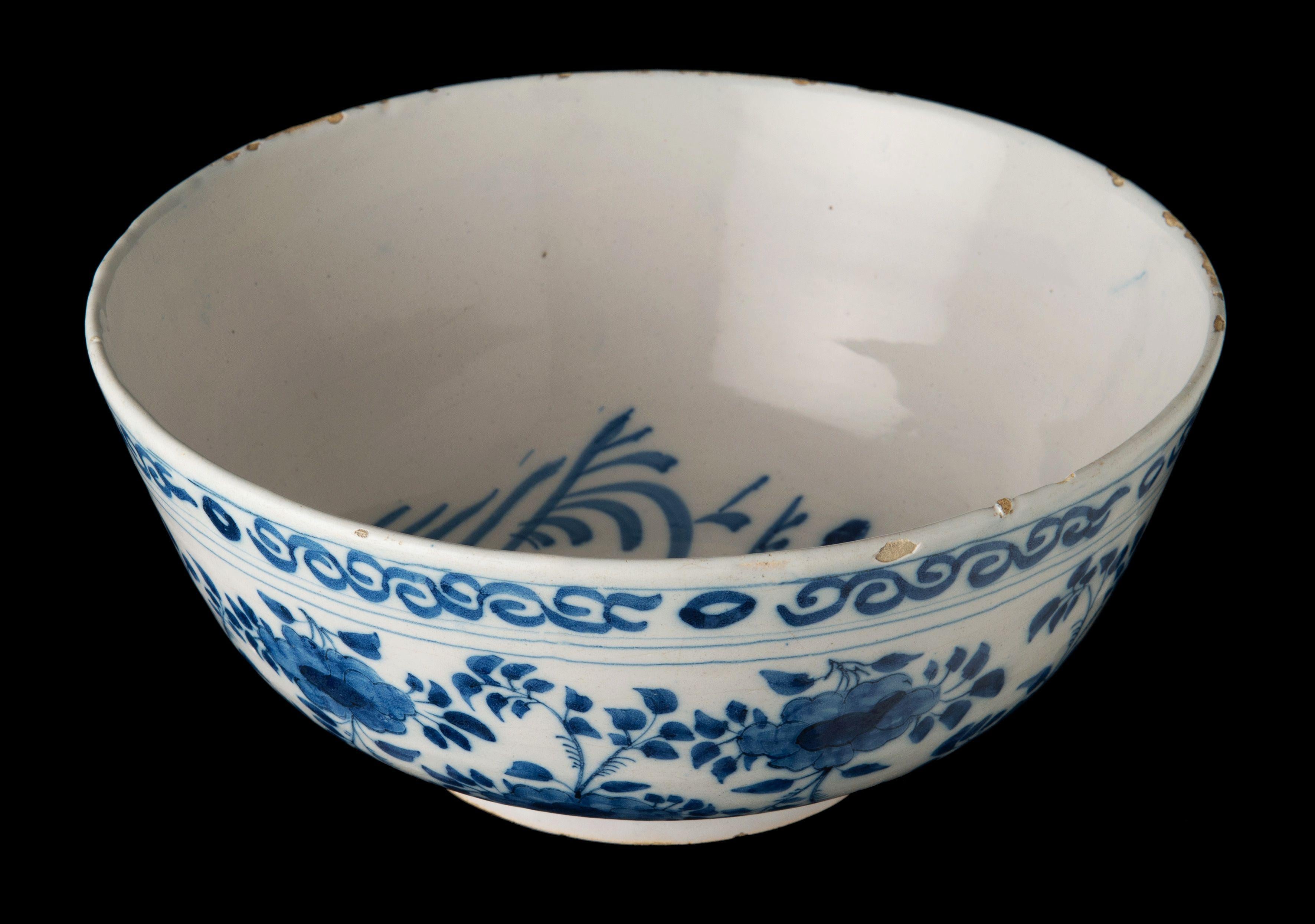 Blue and white bowl Delft, 1690-1710 In Good Condition For Sale In ROSSUM, GE