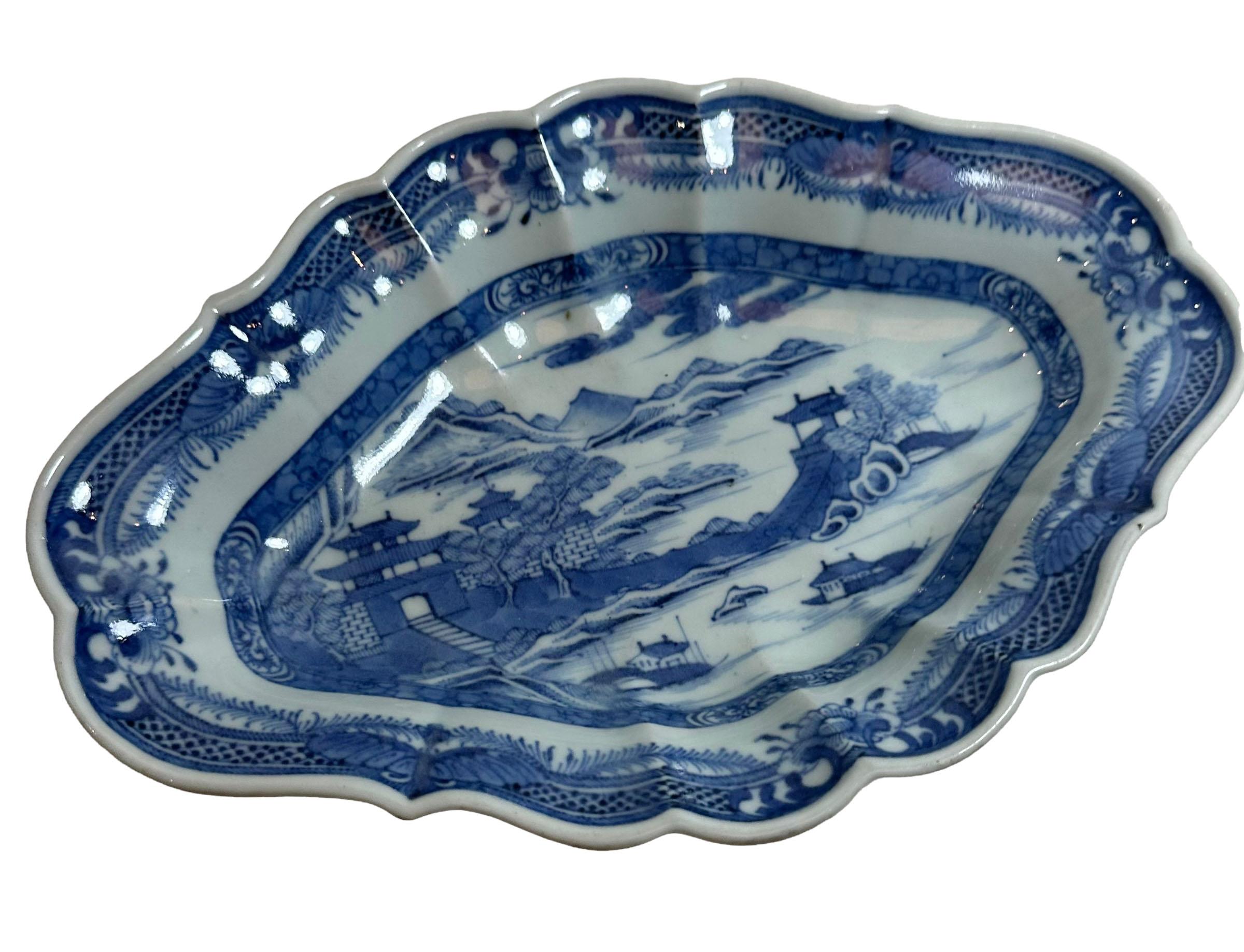 Cinese Piatto Canton blu e bianco in vendita
