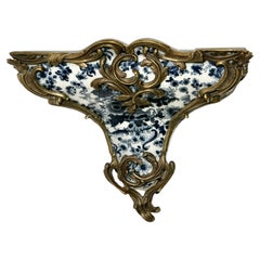 Antique Blue and White Ceramic and Ormolu Wall Bracket   This is a beautiful piece