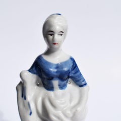 Blue and White Ceramic Chintz Figurine of a Peasant Woman