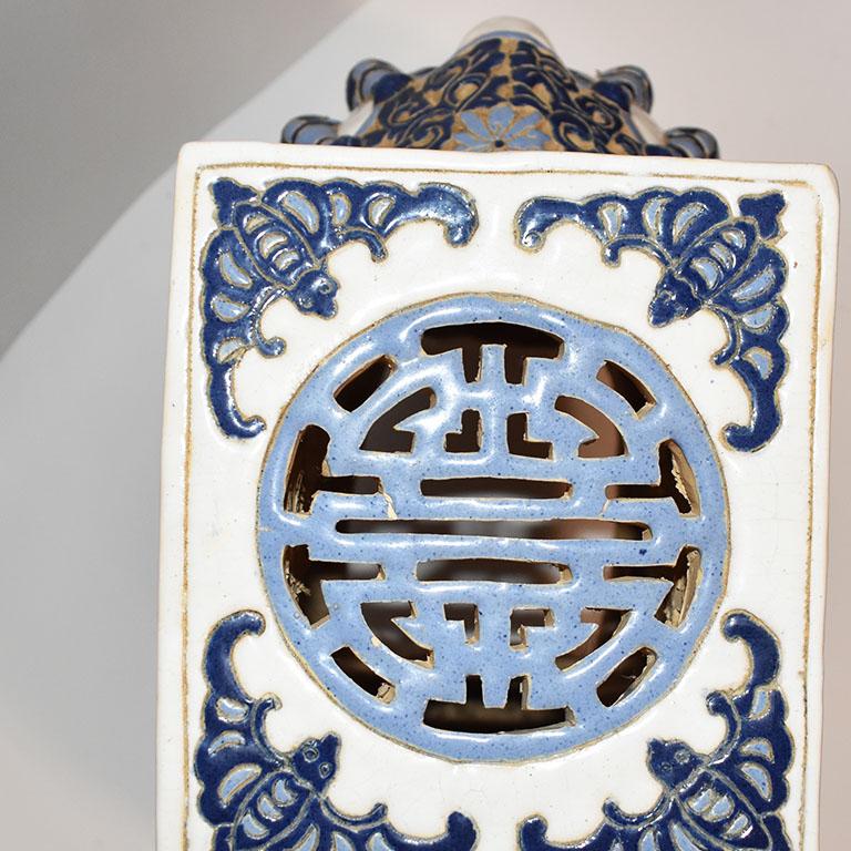 20th Century Blue and White Ceramic Elephant Garden Stool or Drink Table