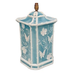 Blue And White Ceramic Faux-Bamboo Table Lamp Blue And White Ceramic Faux-Bamboo Table Lamp