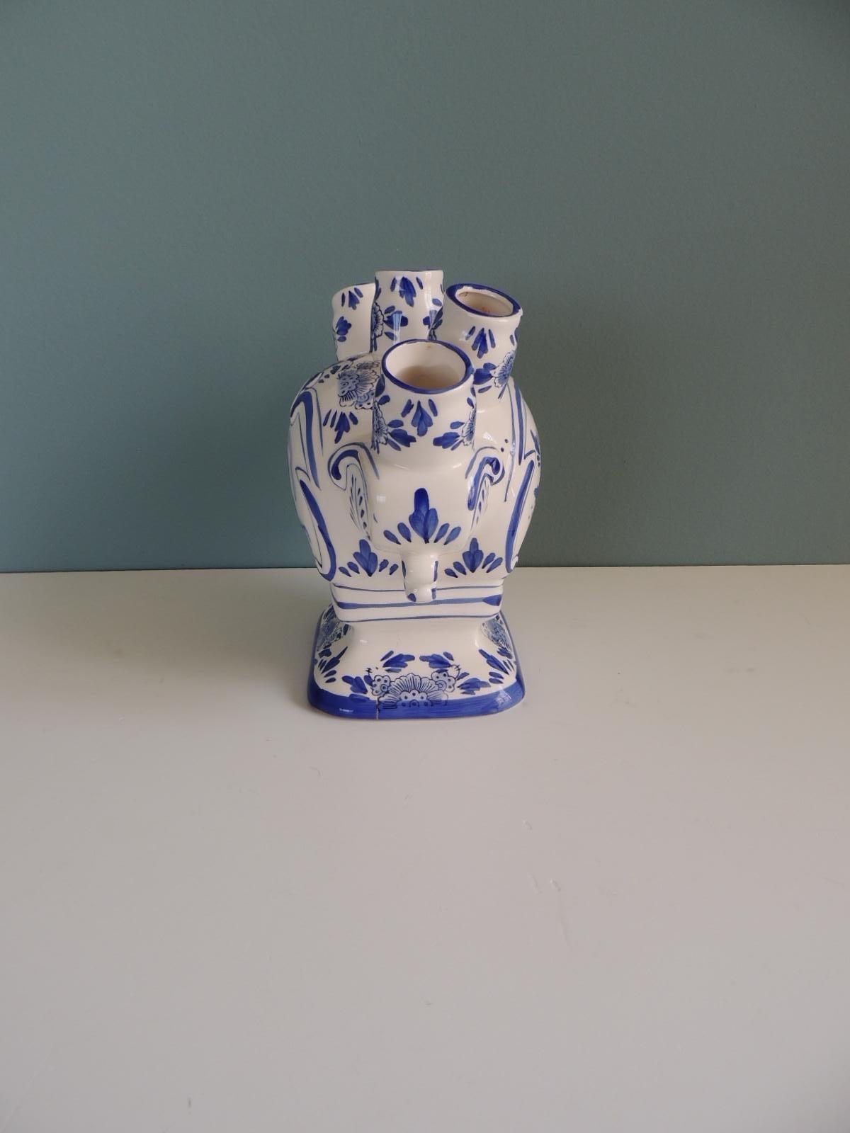 Dutch Blue and White Ceramic Hand Painted Tulipiere Vase