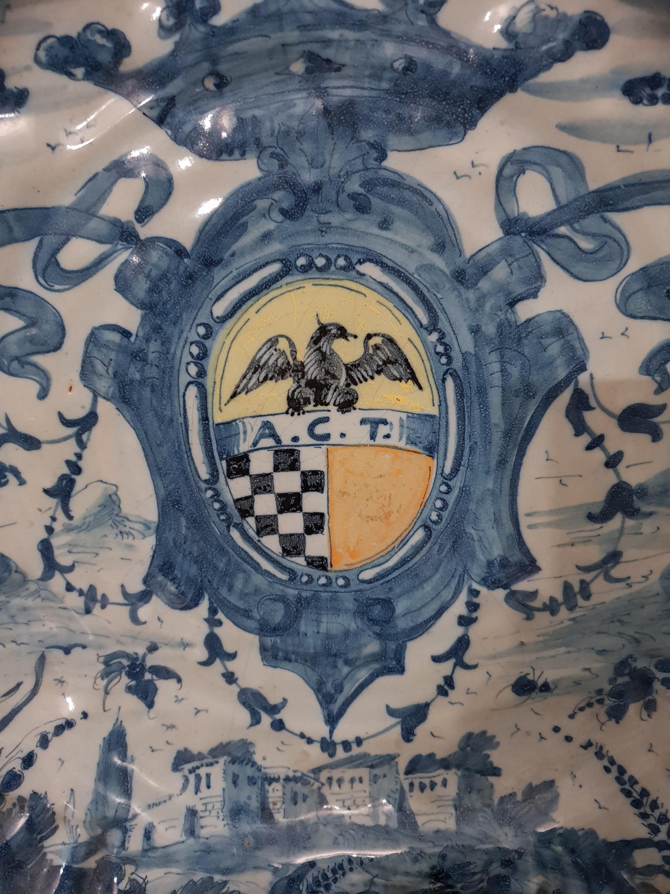 Blue and White Ceramic Savona Parade Plate, 1830s For Sale 2