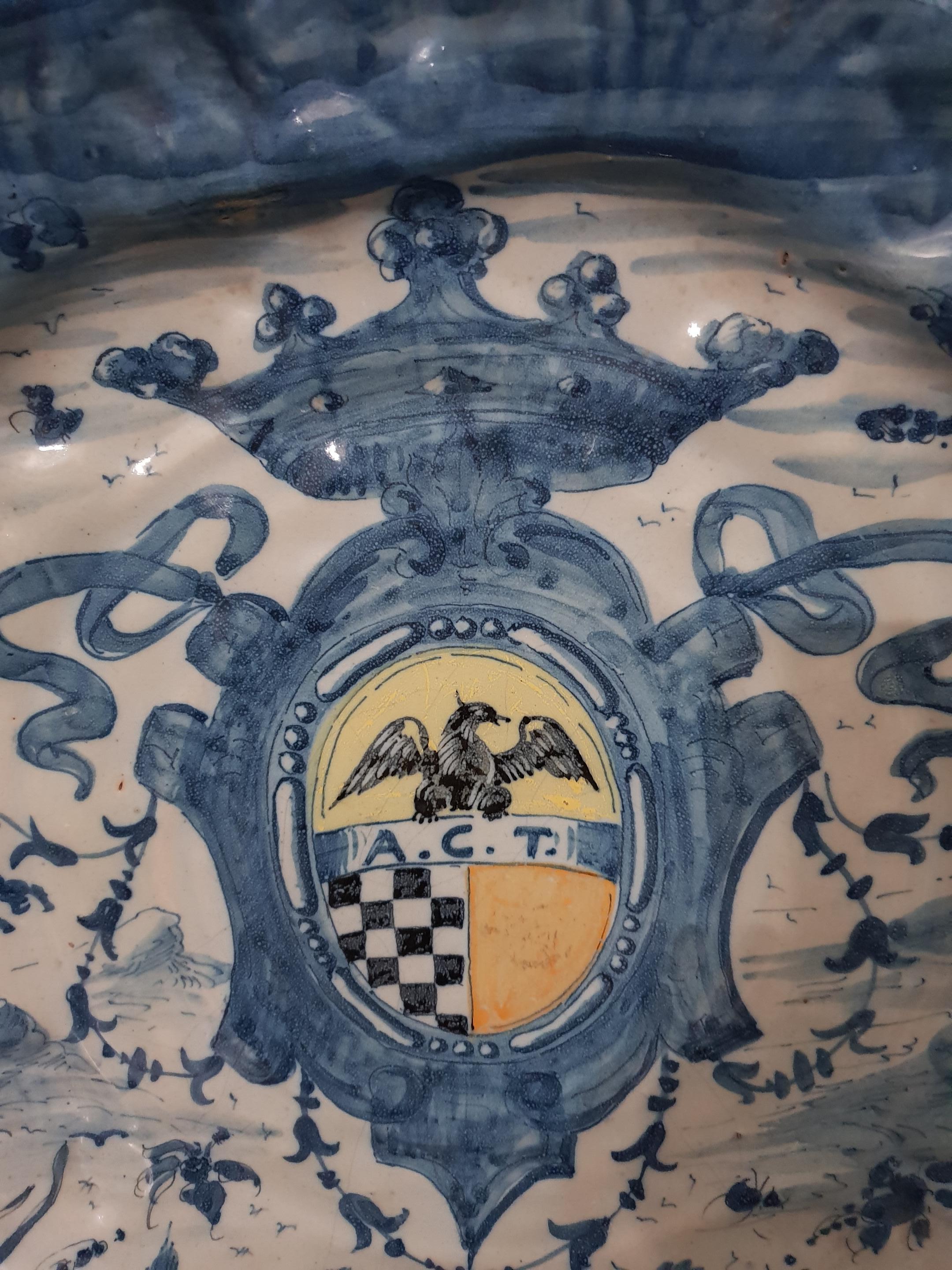 Blue and White Ceramic Savona Parade Plate, 1830s For Sale 3