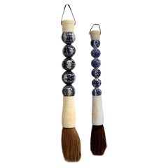 Blue and White Chinese Calligraphy Brushes, Set of 2