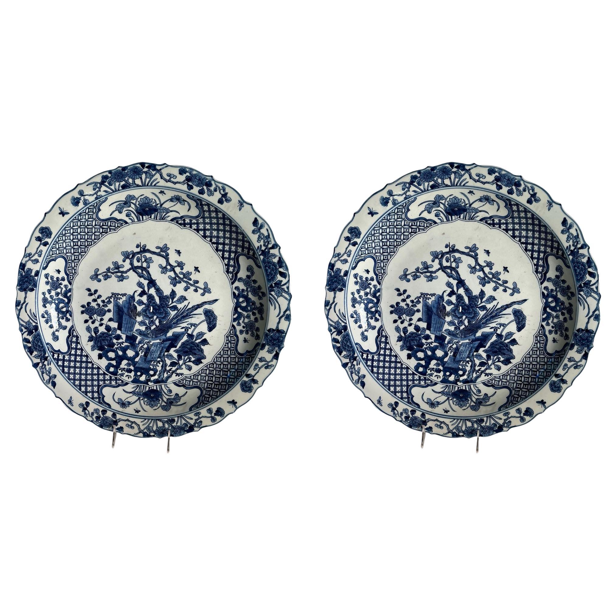 Blue And White Chinese Chargers A Pair