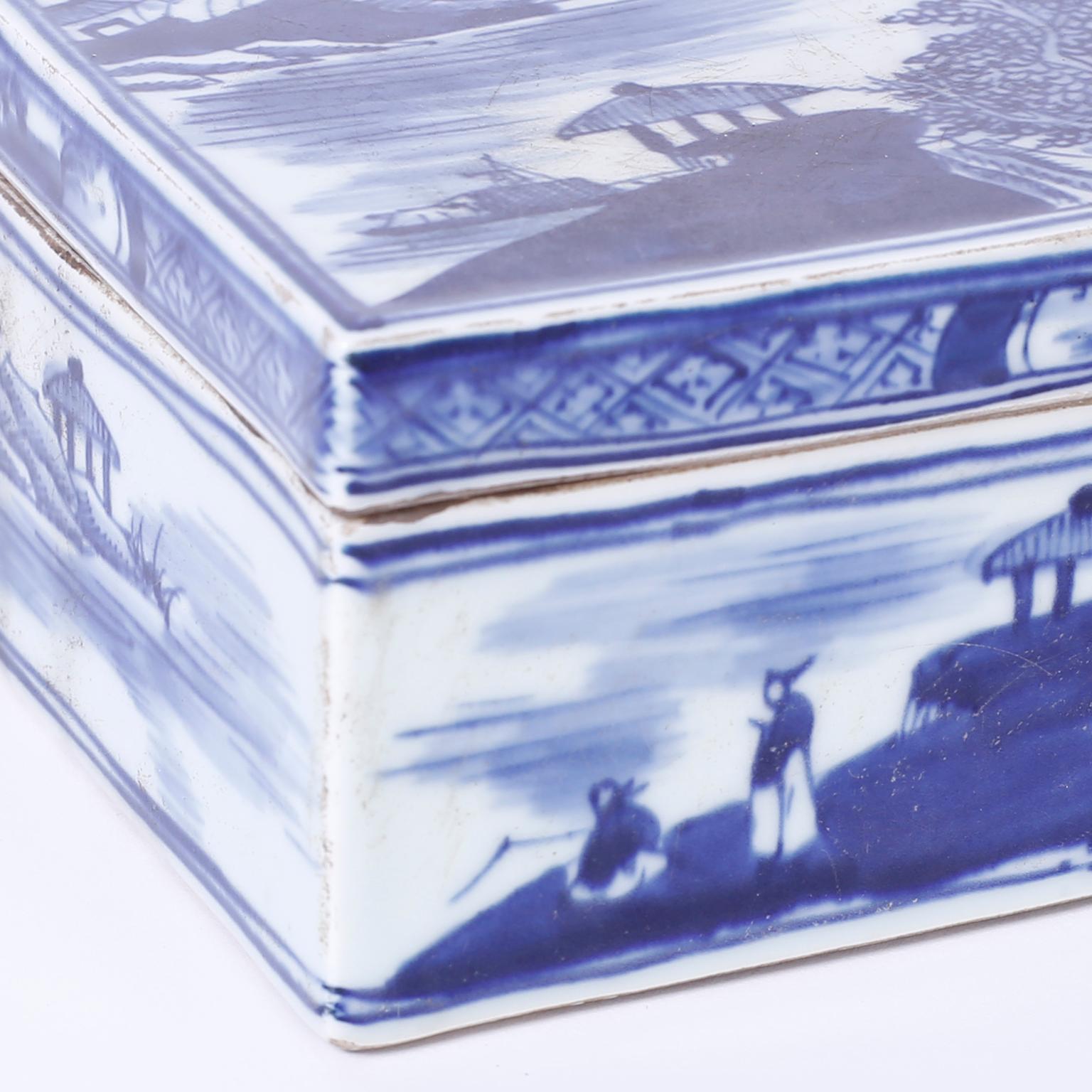 blue and white porcelain box
