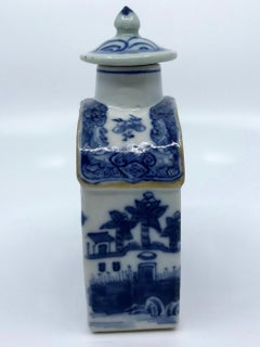 Blue and White Chinese Export Tea Caddy