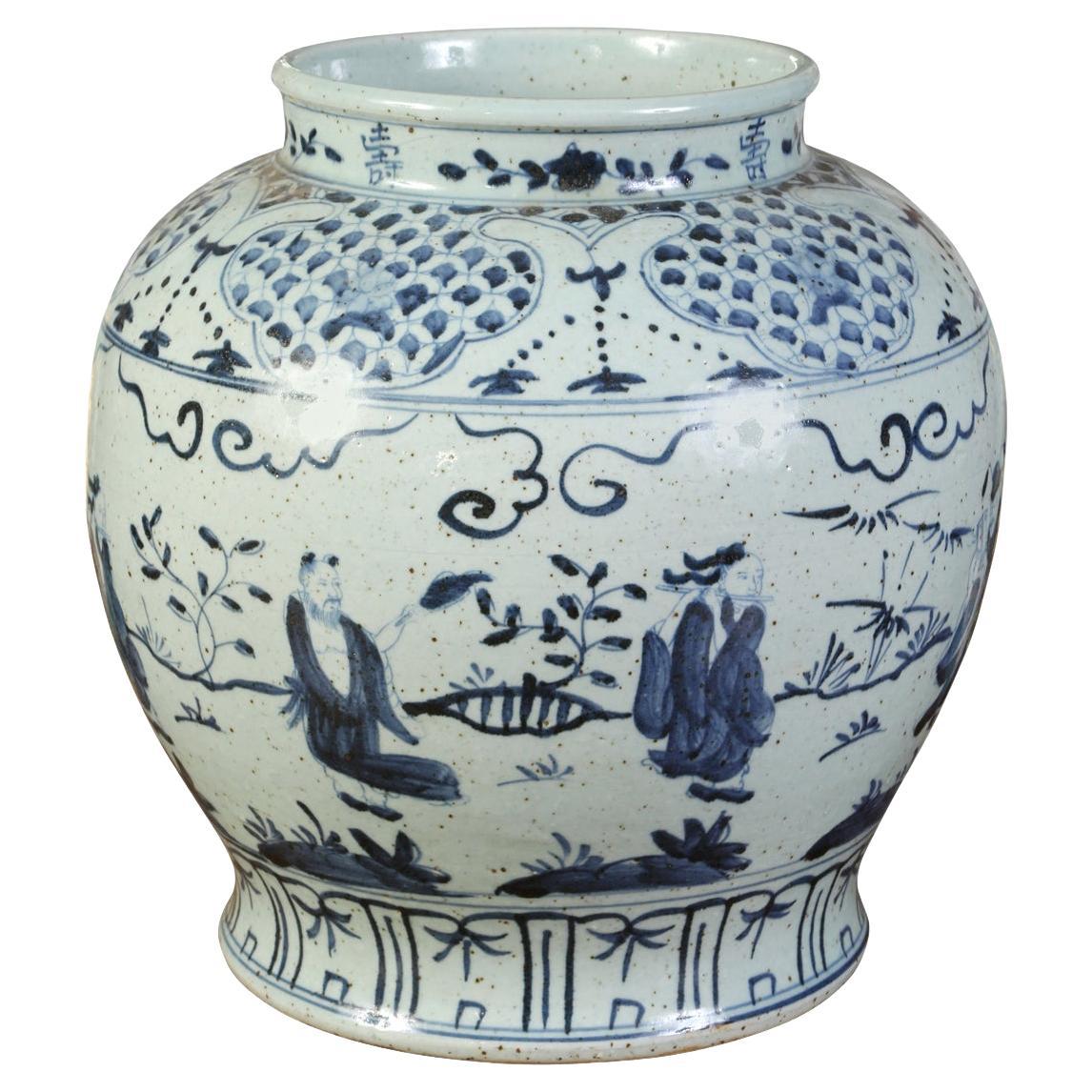 Vase d'exportation chinois bleu et blanc en vente