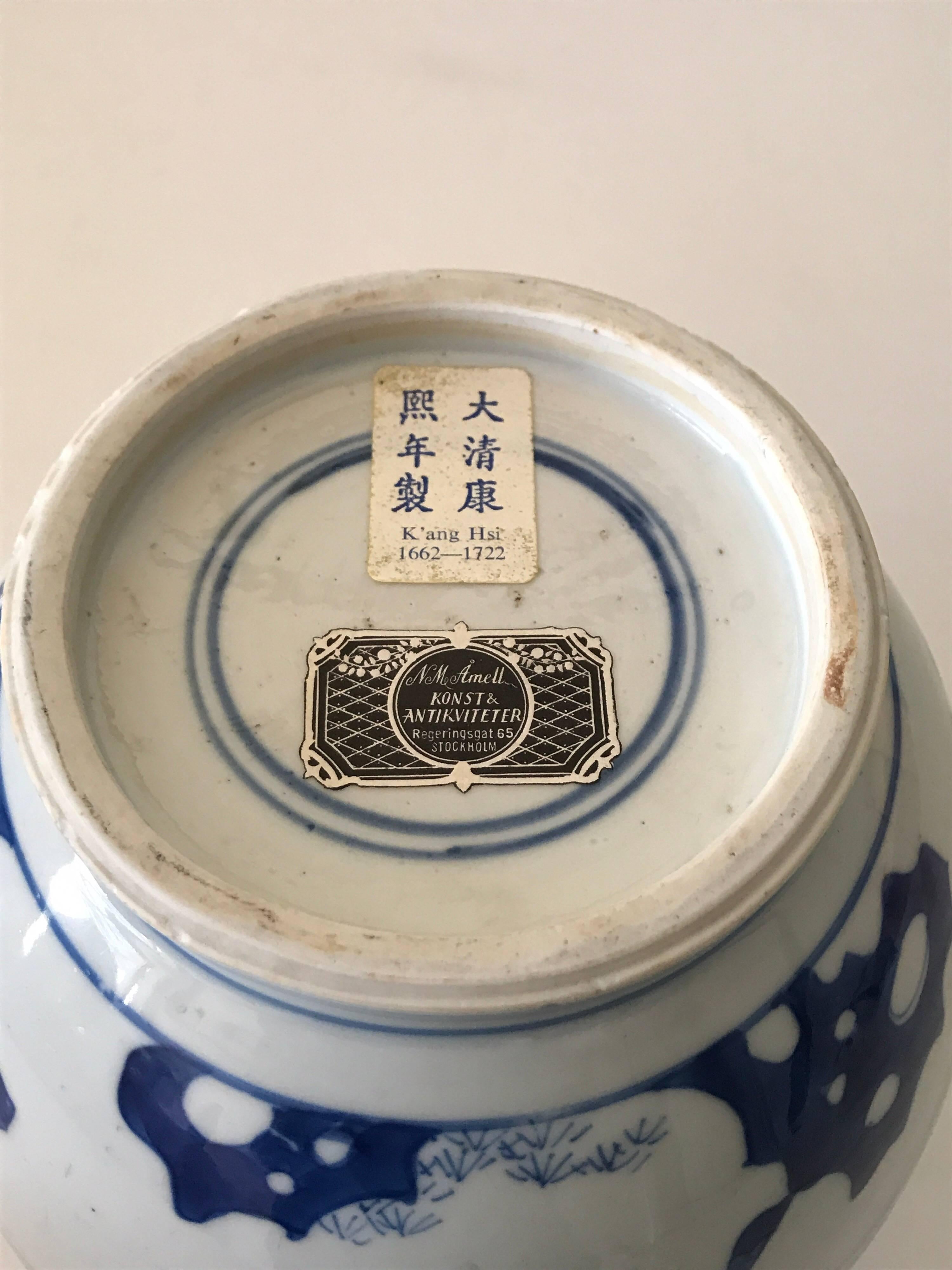 Blue and White Chinese Kangxi 1662-1722 Period Jar For Sale 8