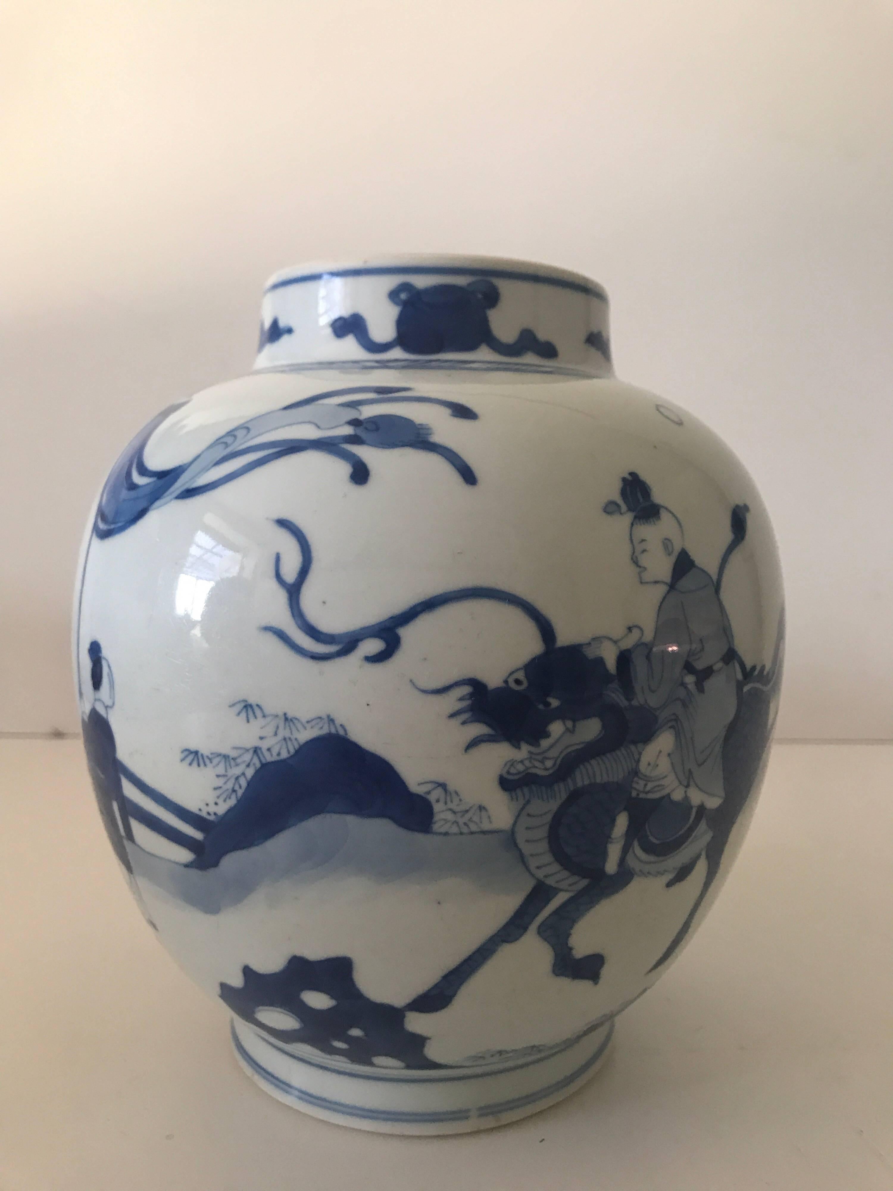Blue and White Chinese Kangxi 1662-1722 Period Jar In Excellent Condition For Sale In Drottningholm, SE