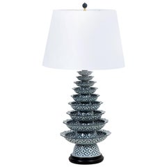 Blue and White Chinese Nesting Porcelain Table Lamp