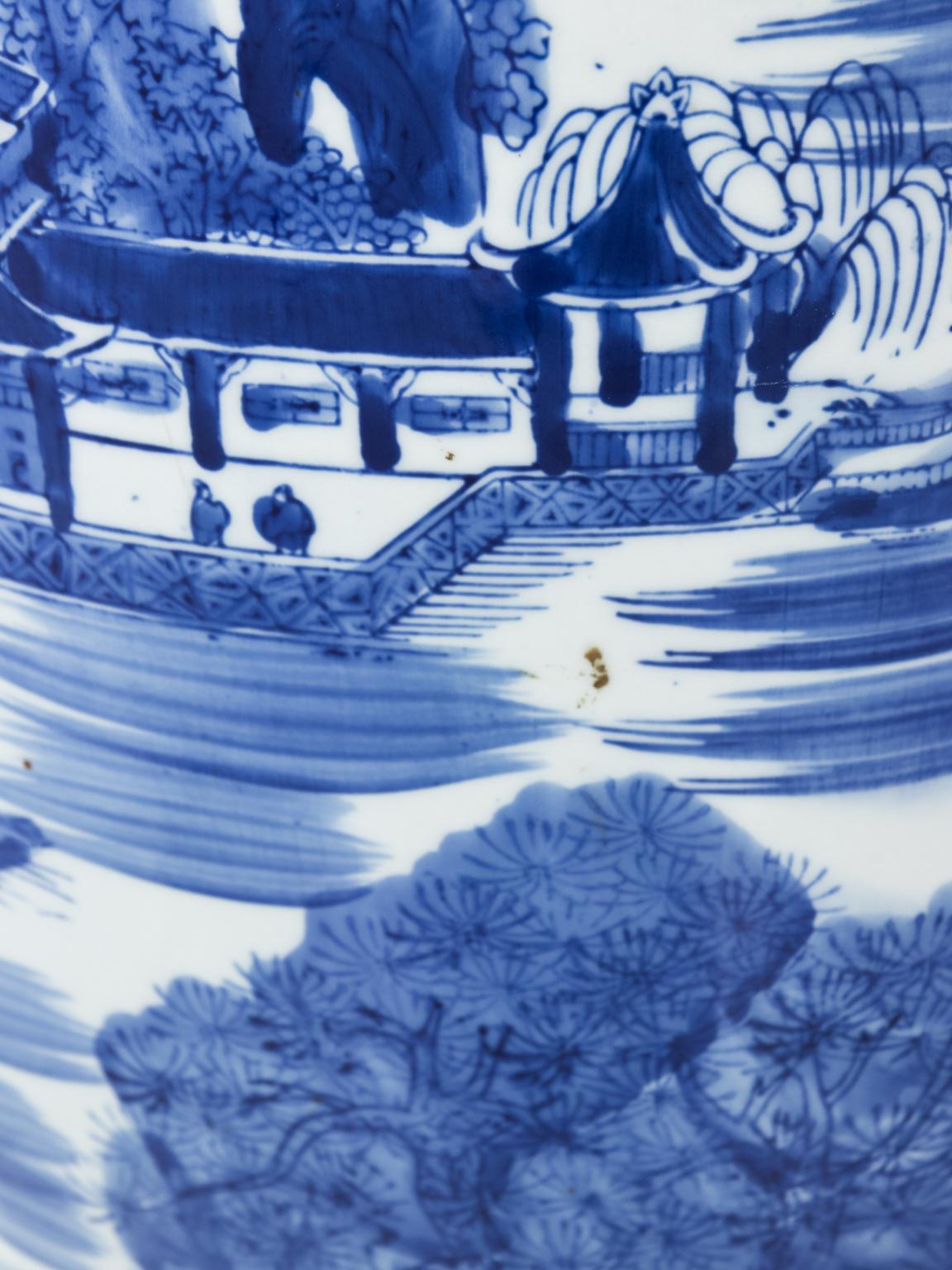 Chinese Export Blue and White Chinese Palace Vase