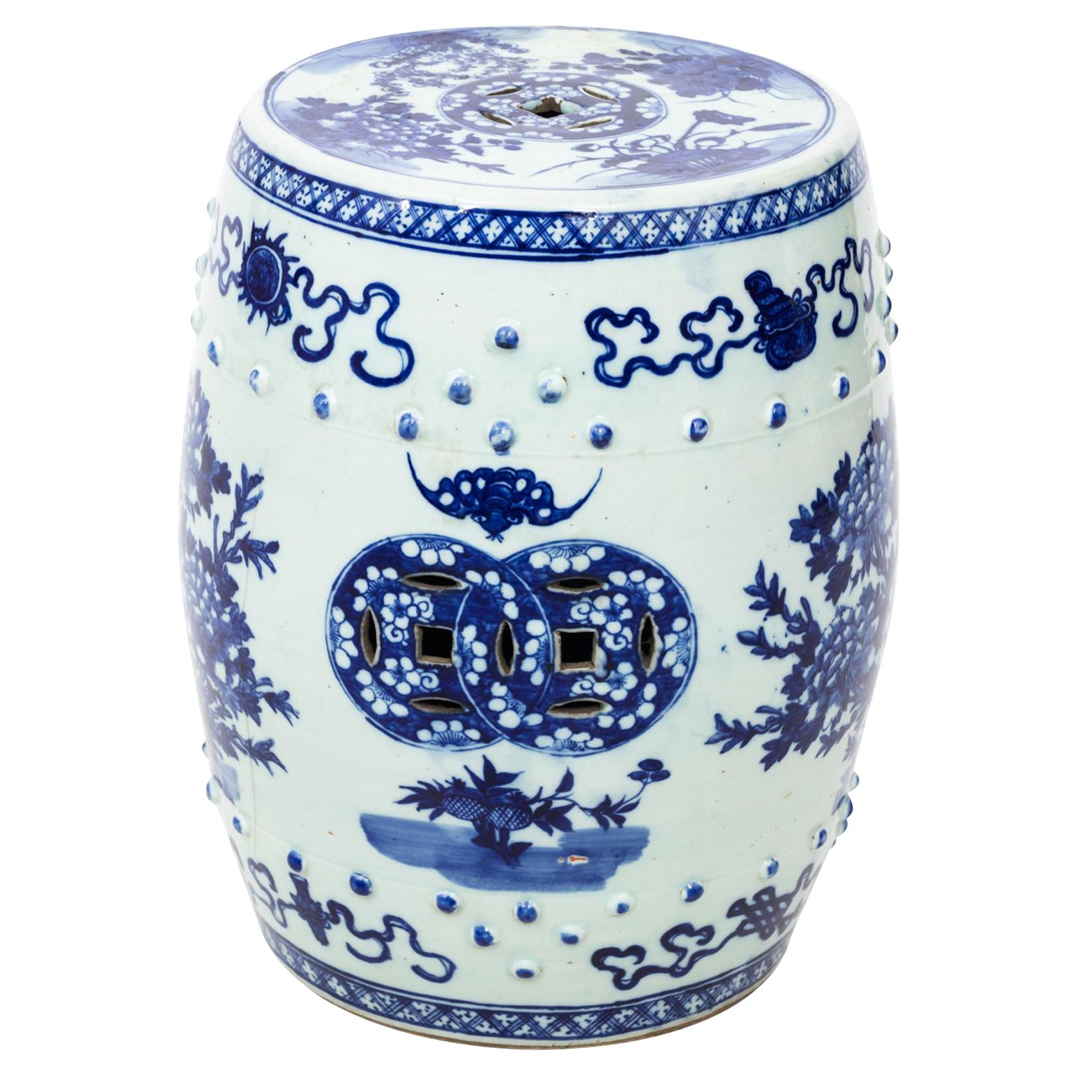Blue and White Chinese Porcelain Garden Seat