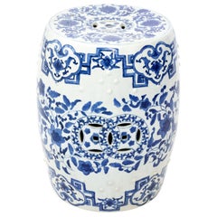 Blue and White Chinese Porcelain Garden Seat with Dragon Motif