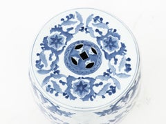 Blue and White Chinese Porcelain Garden Seat with Phoenix Motif
