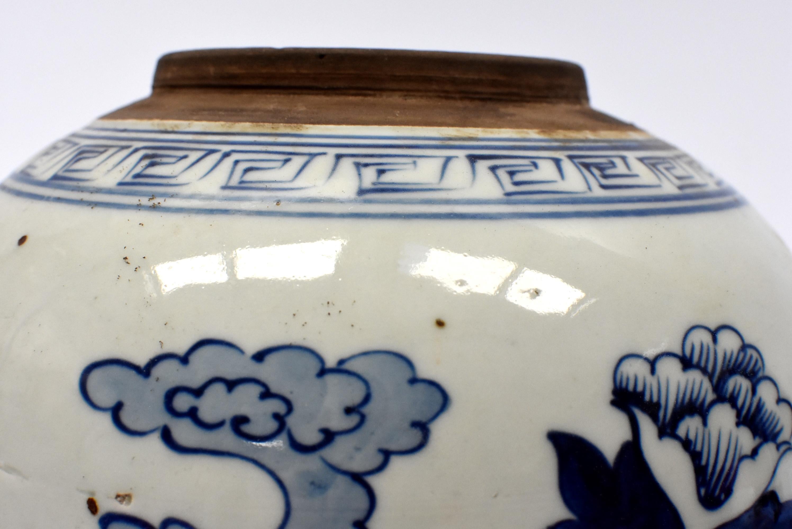 Blue and White Chinese Porcelain Jar, Bird and Peony 7