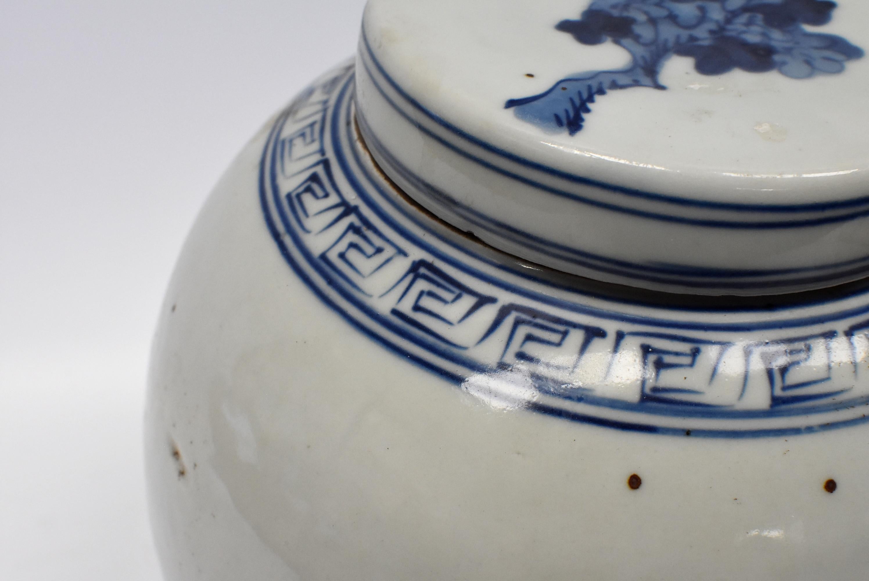 20th Century Blue and White Chinese Porcelain Jar, Bird and Peony