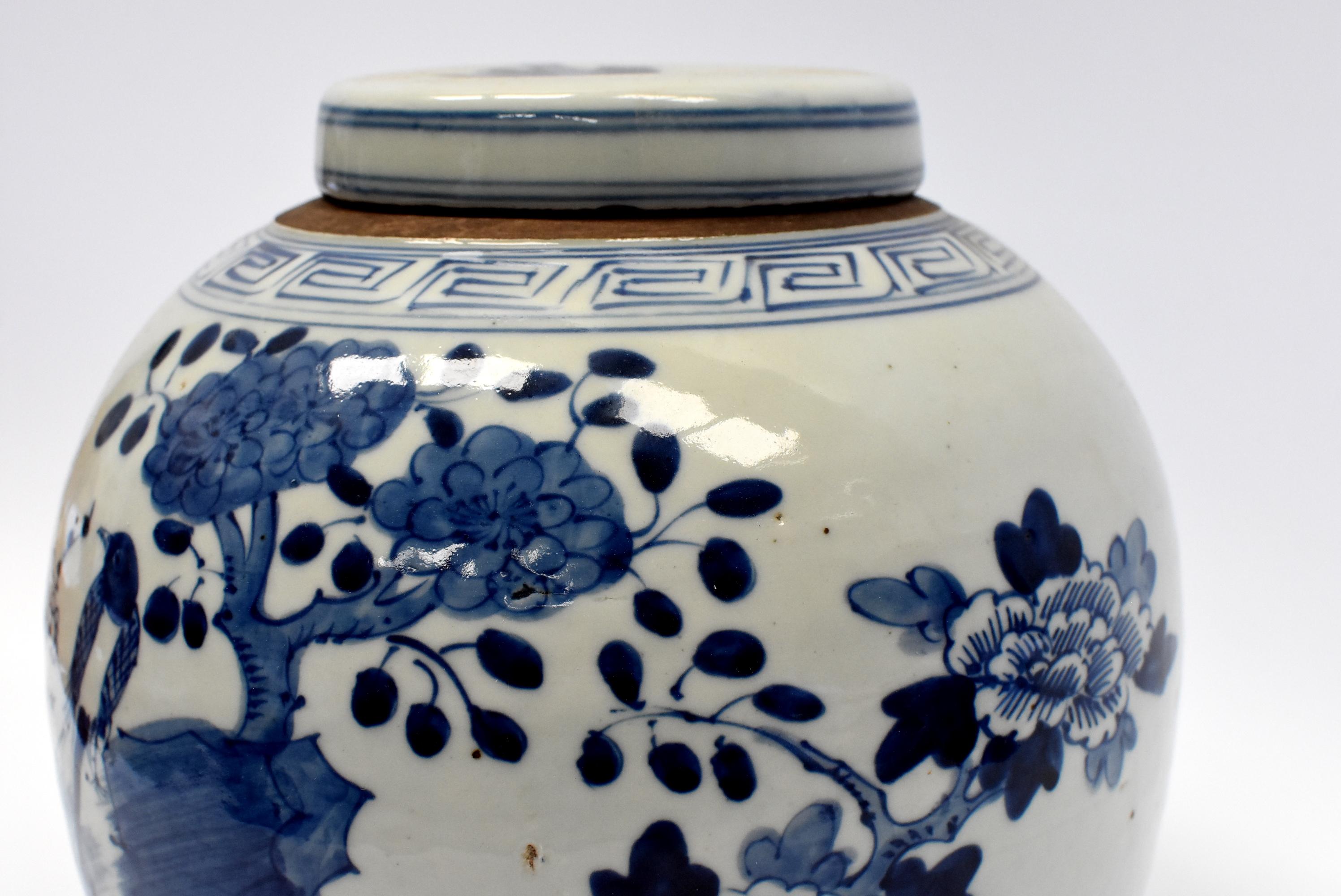 Blue and White Chinese Porcelain Jar, Magpie and Butterfly 3